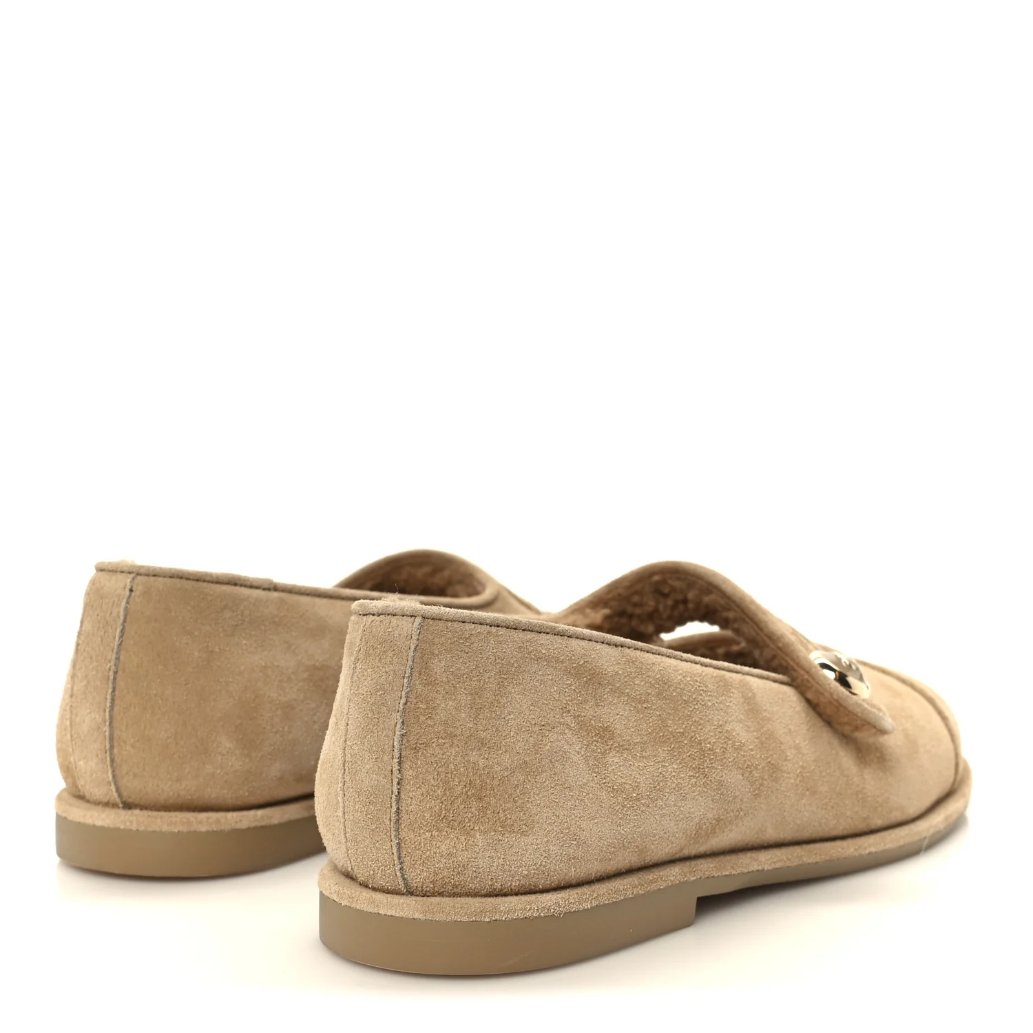 Suede Cap Toe CC Mary Jane Flats 36.5 Beige - Image 5