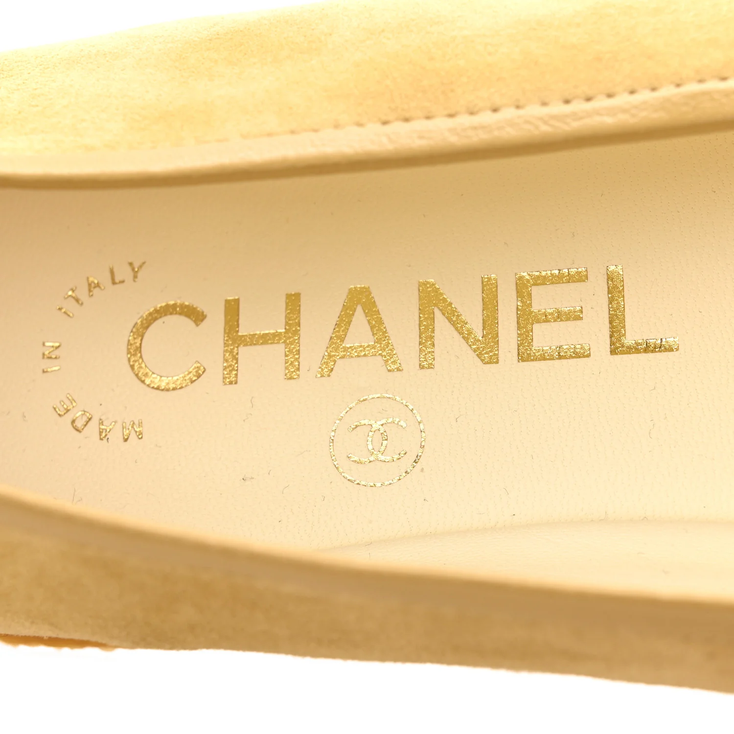 Suede Goatskin Cap Toe CC Ballerina Flats 38 Beige Black - Image 7