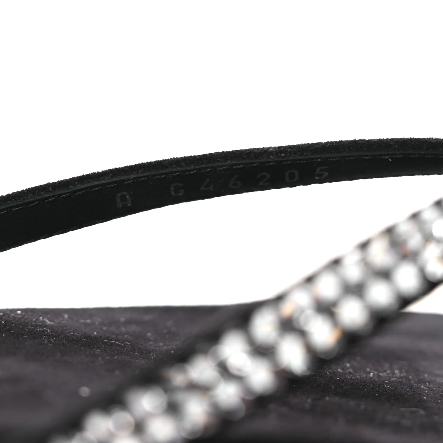 Suede Kidskin Strass CC Thong Sandals 38.5 Black - Image 10