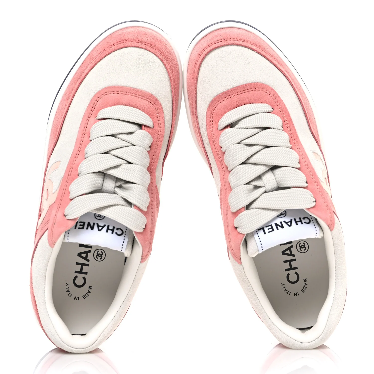 Suede Kidskin Womens CC Sneakers 35.5 White Pink - Image 2