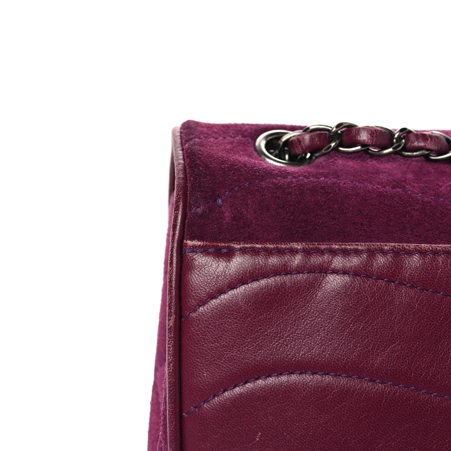 Suede Lambskin Scallop Quilted Medium Pagoda Flap Purple - Image 12