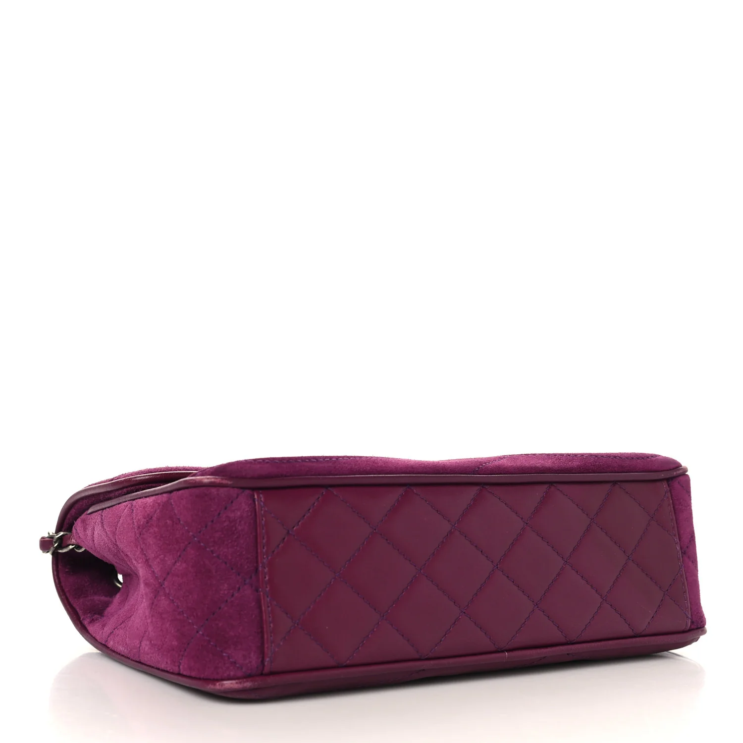 Suede Lambskin Scallop Quilted Medium Pagoda Flap Purple - Image 4