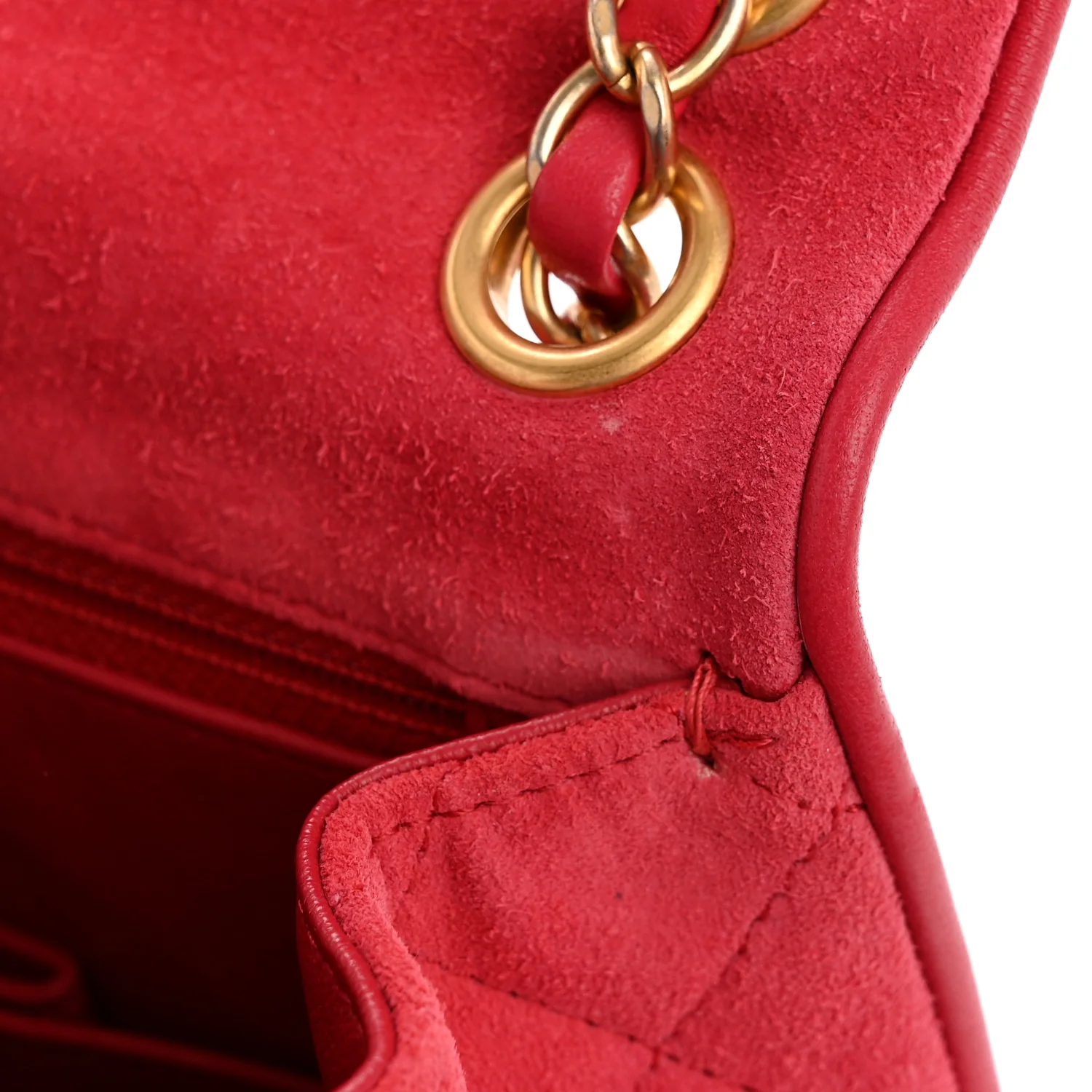 Suede Lambskin Scallop Quilted Mini Pagoda Flap Pink - Image 13