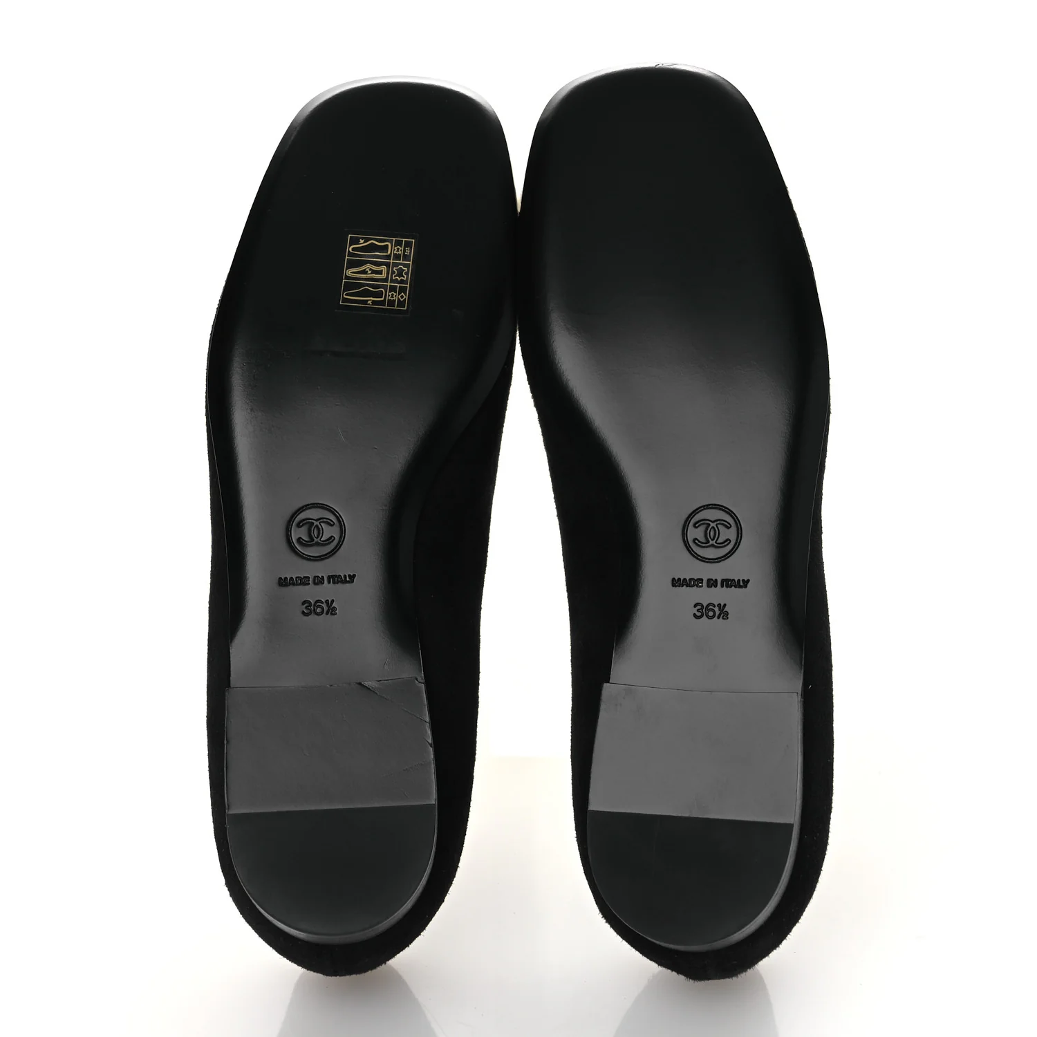 Suede Patent Cap Toe Camellia Ballerina Flats 36.5 Black White - Image 7