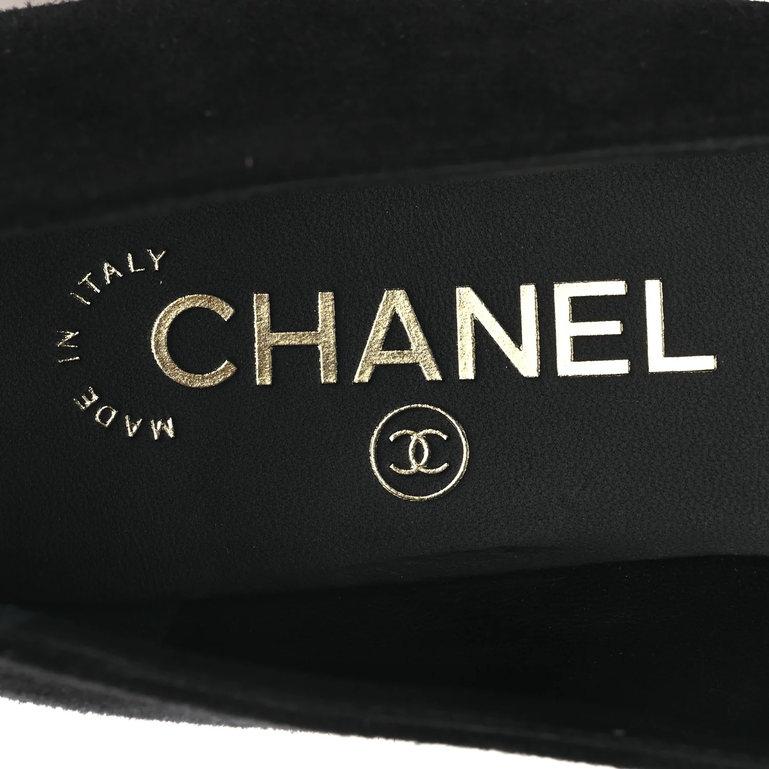 Suede Patent Cap Toe Camellia Ballerina Flats 36.5 Black White - Image 9