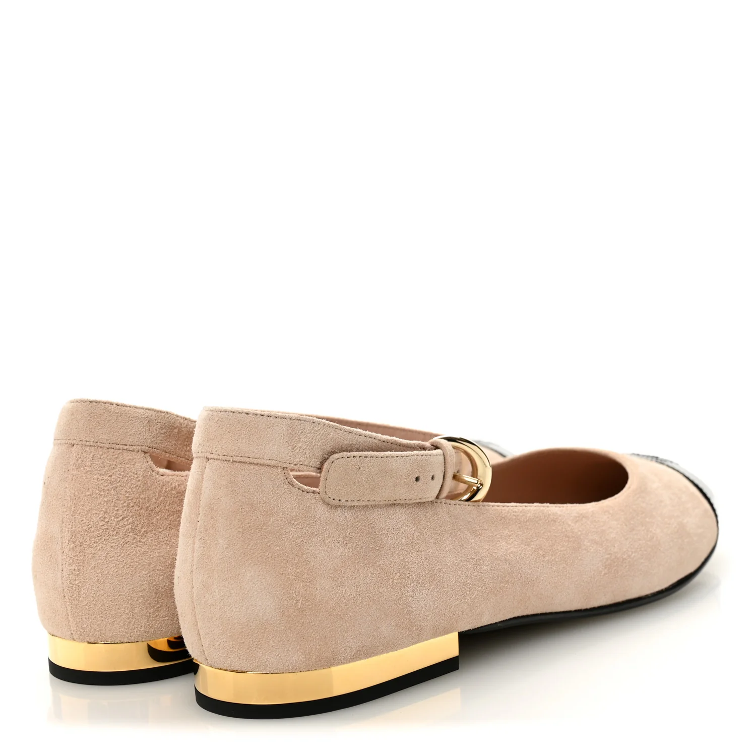 Suede Patent Cap Toe CC Mary Jane Flats 40 Light Pink Black - Image 4