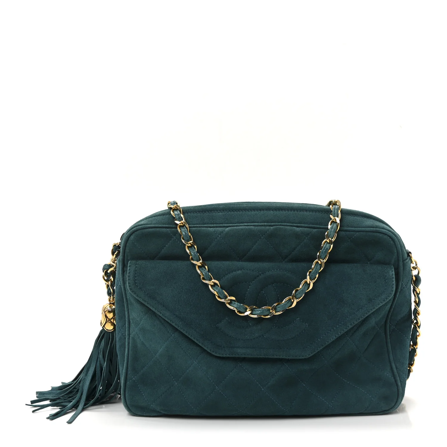 Suede Quilted CC Tassel Camera Bag Blue