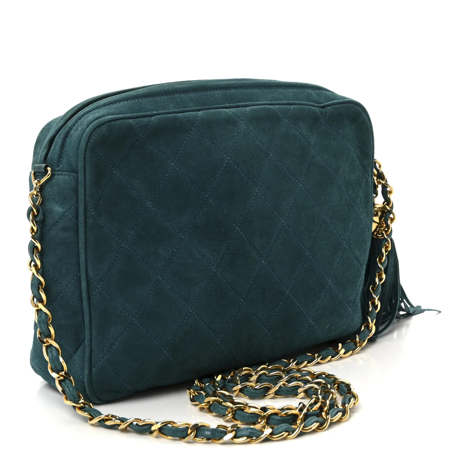 Suede Quilted CC Tassel Camera Bag Blue - Image 3