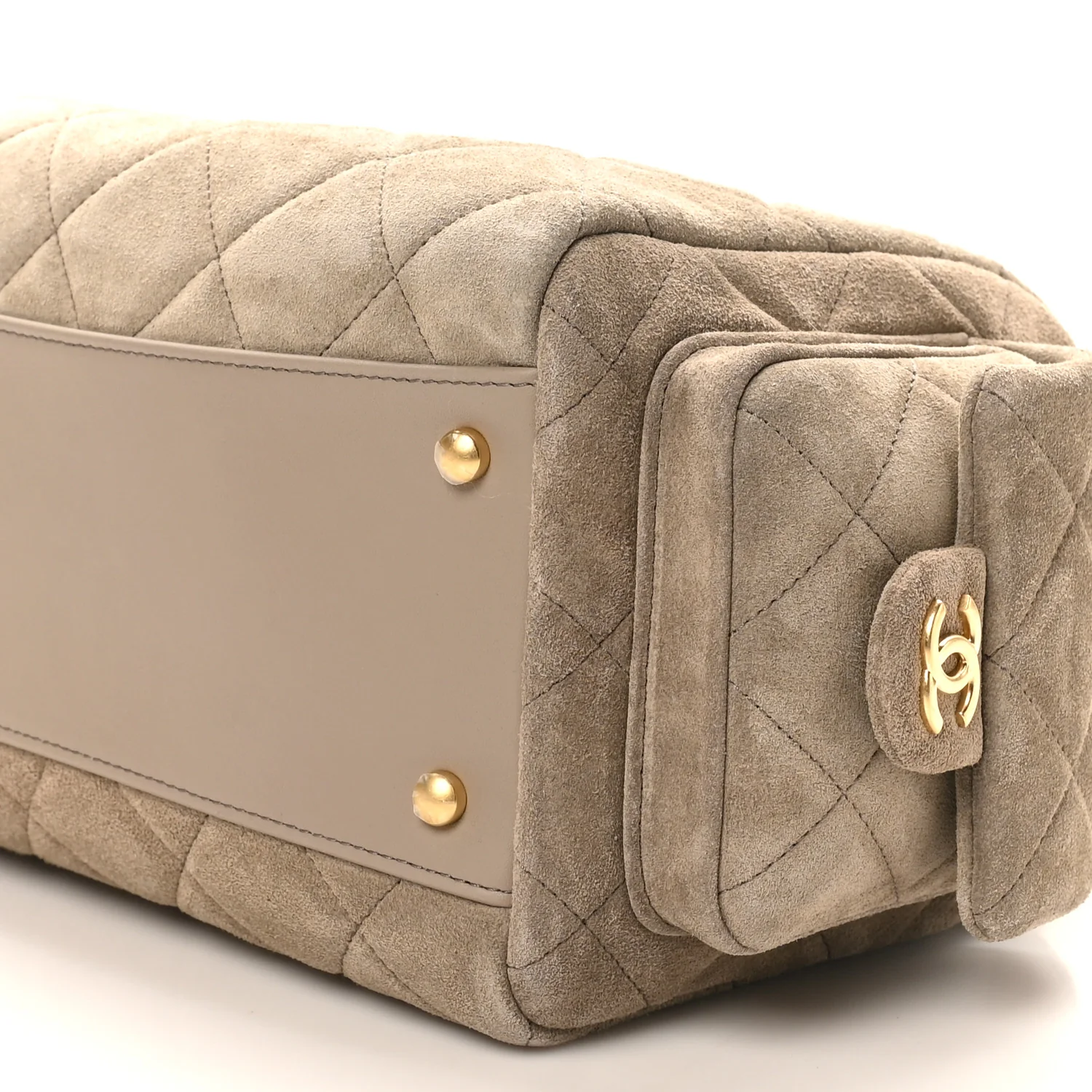 Suede Quilted Chanel 25 Bowling Bag Dark Grey - Image 10