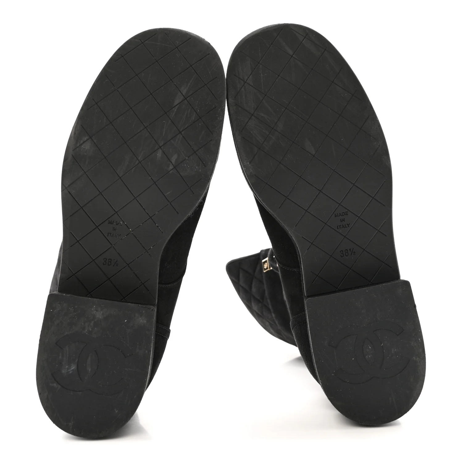 Suede Quilted Lace Up Combat Boots 38.5 Black - Image 6