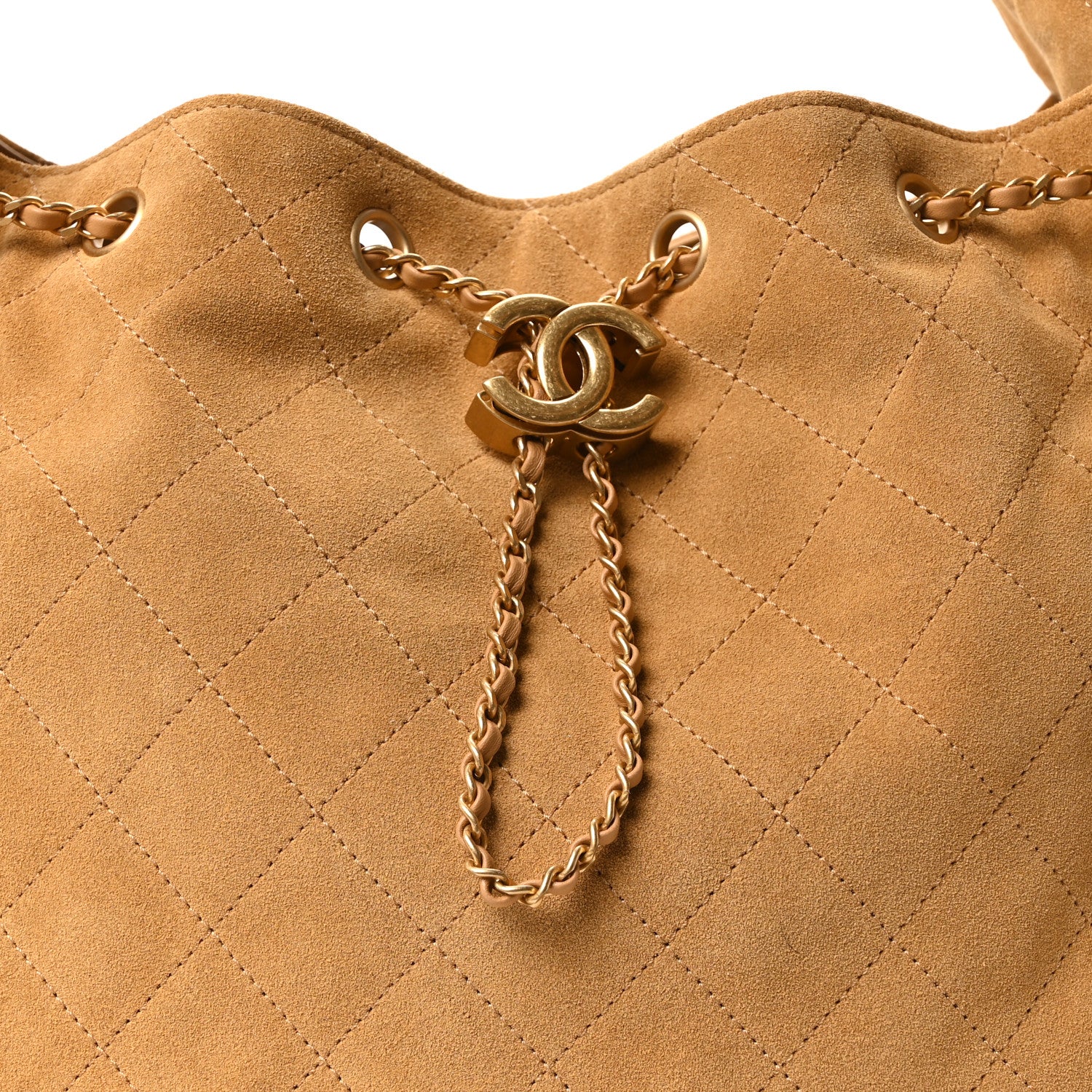 Suede Quilted Medium Chanel 25 Handbag Beige - Image 17
