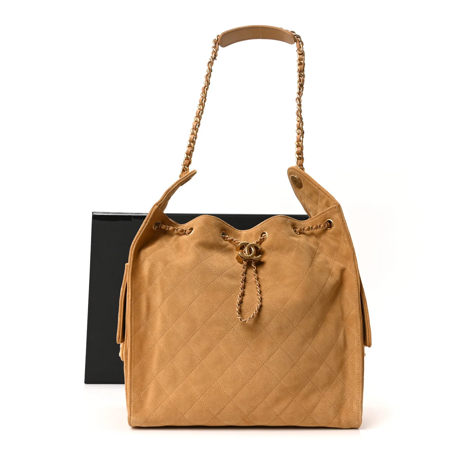 Suede Quilted Medium Chanel 25 Handbag Beige - Image 22