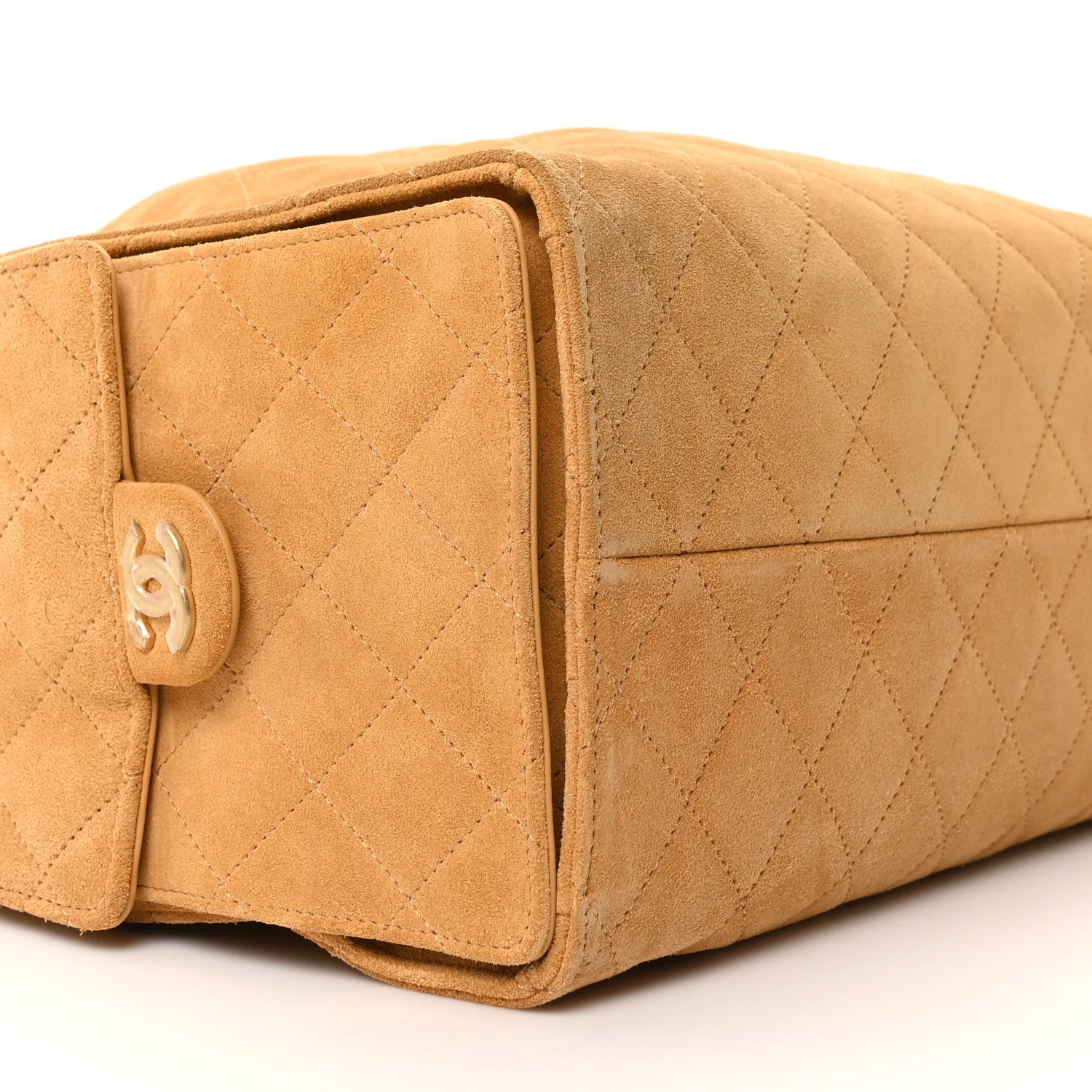 Suede Quilted Medium Chanel 25 Handbag Beige - Image 11