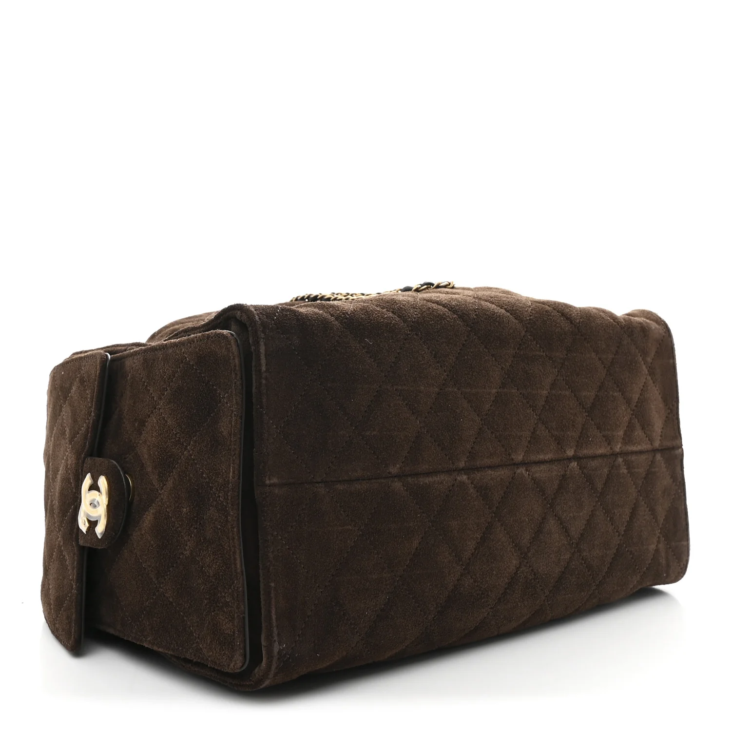 Suede Quilted Medium Chanel 25 Handbag Dark Brown - Image 5