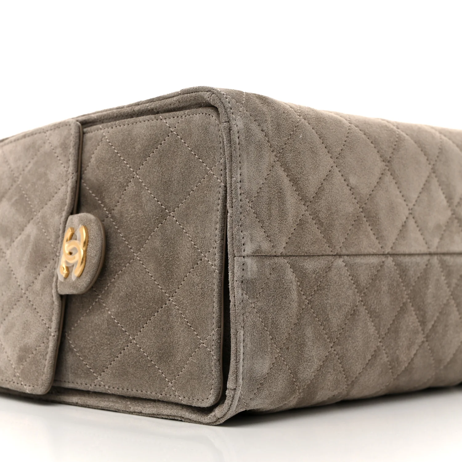 Suede Quilted Medium Chanel 25 Handbag Grey - Image 10