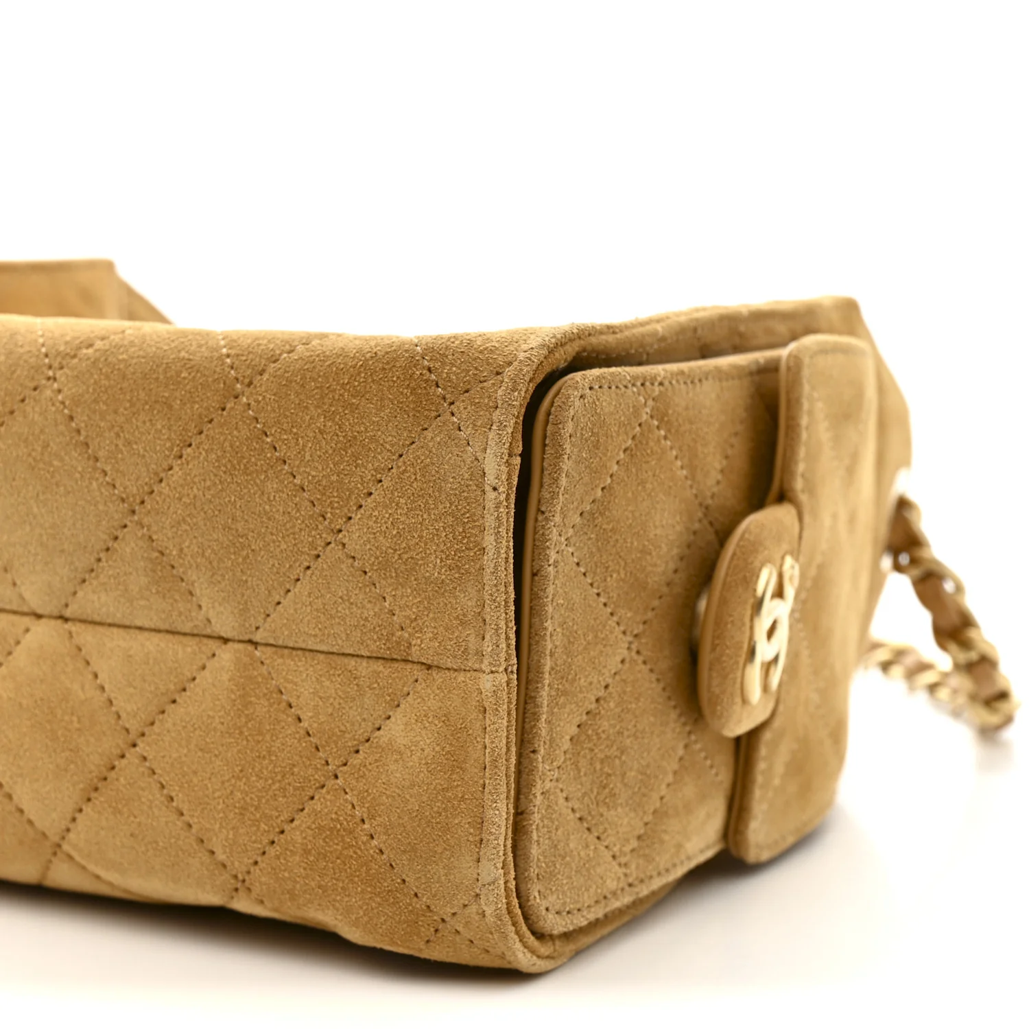 Suede Quilted Mini Chanel 25 Handbag Beige - Image 10