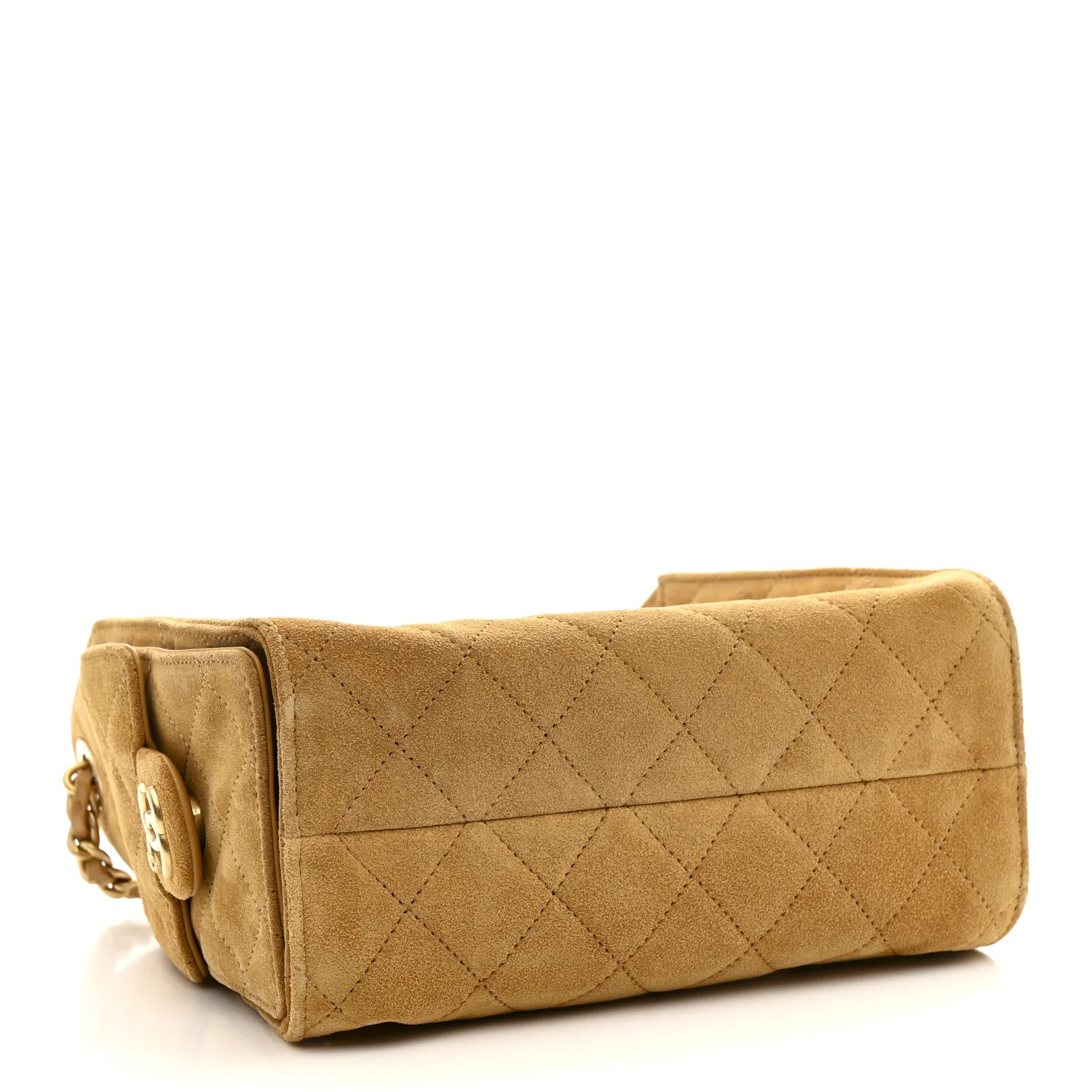 Suede Quilted Mini Chanel 25 Handbag Beige - Image 4