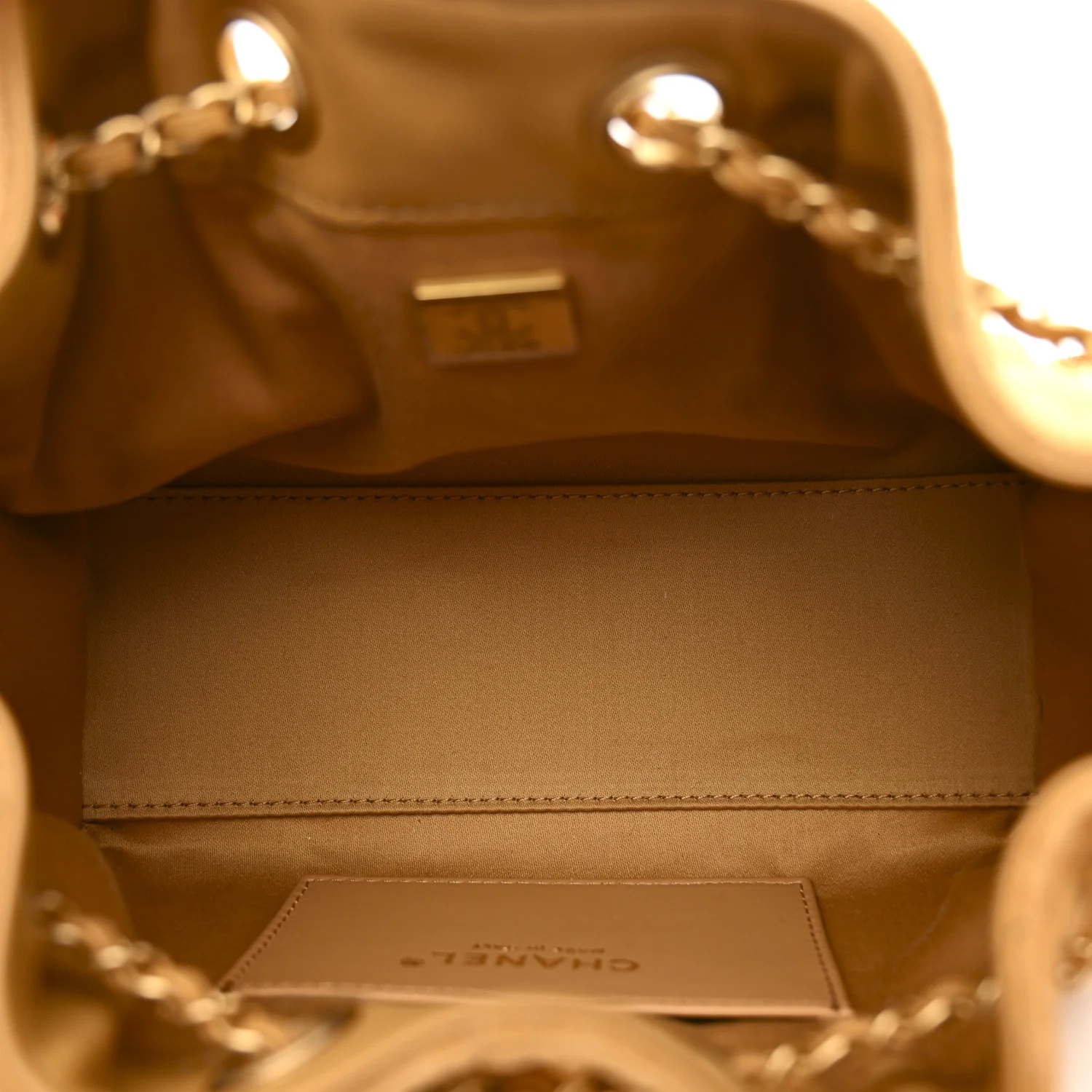 Suede Quilted Mini Chanel 25 Handbag Beige - Image 5