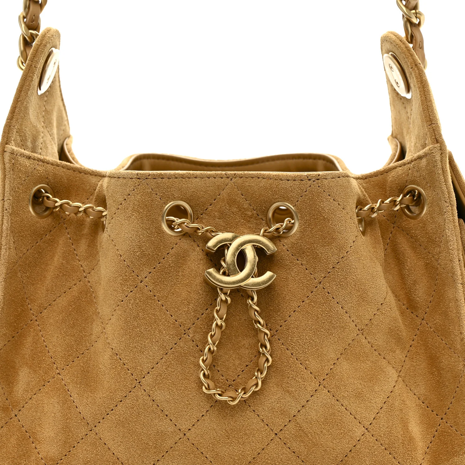Suede Quilted Mini Chanel 25 Handbag Beige - Image 8