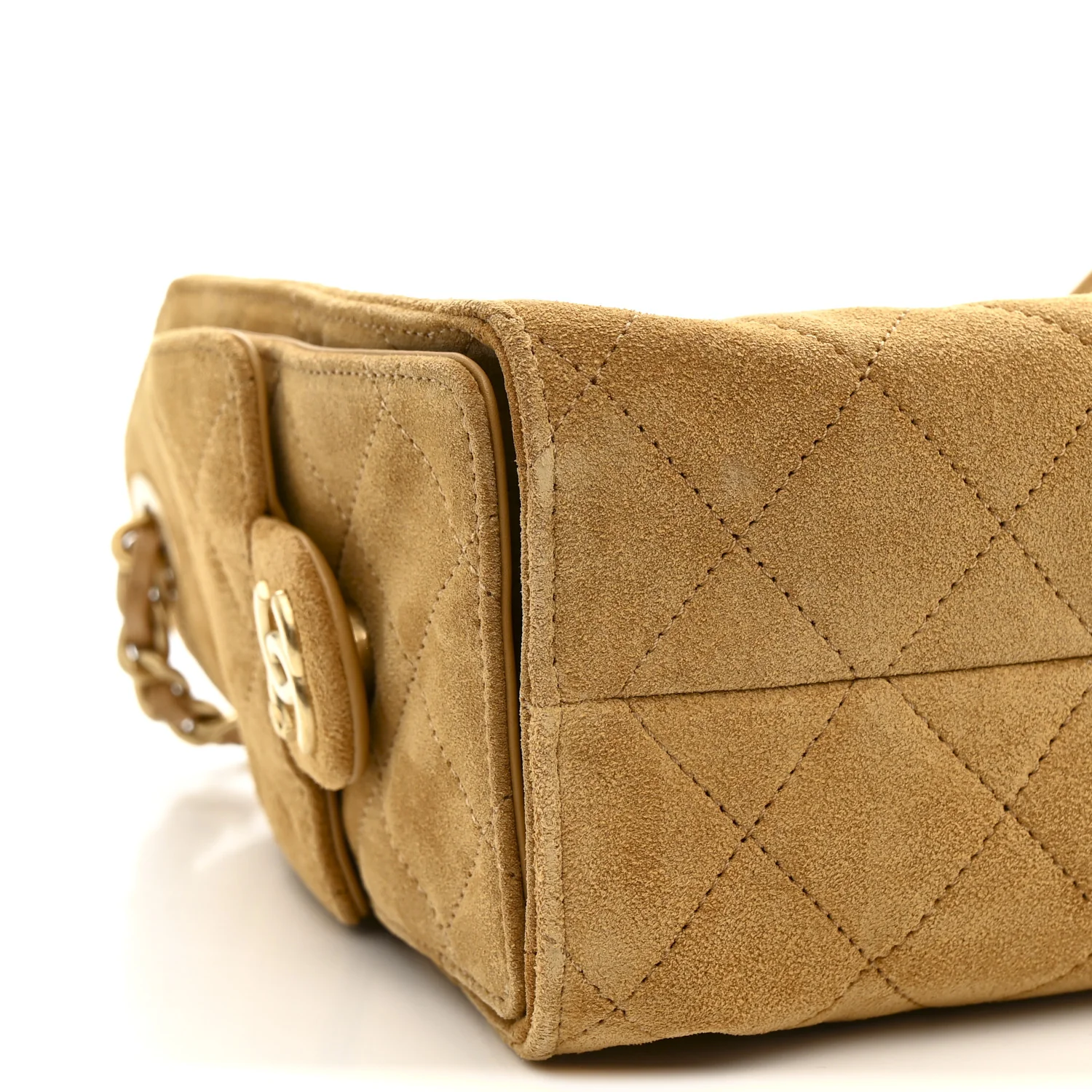 Suede Quilted Mini Chanel 25 Handbag Beige - Image 9
