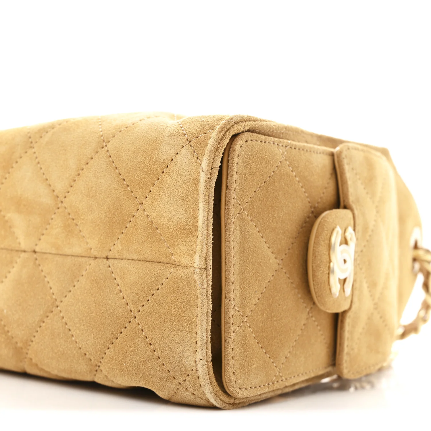 Suede Quilted Mini Chanel 25 Handbag Beige - Image 10