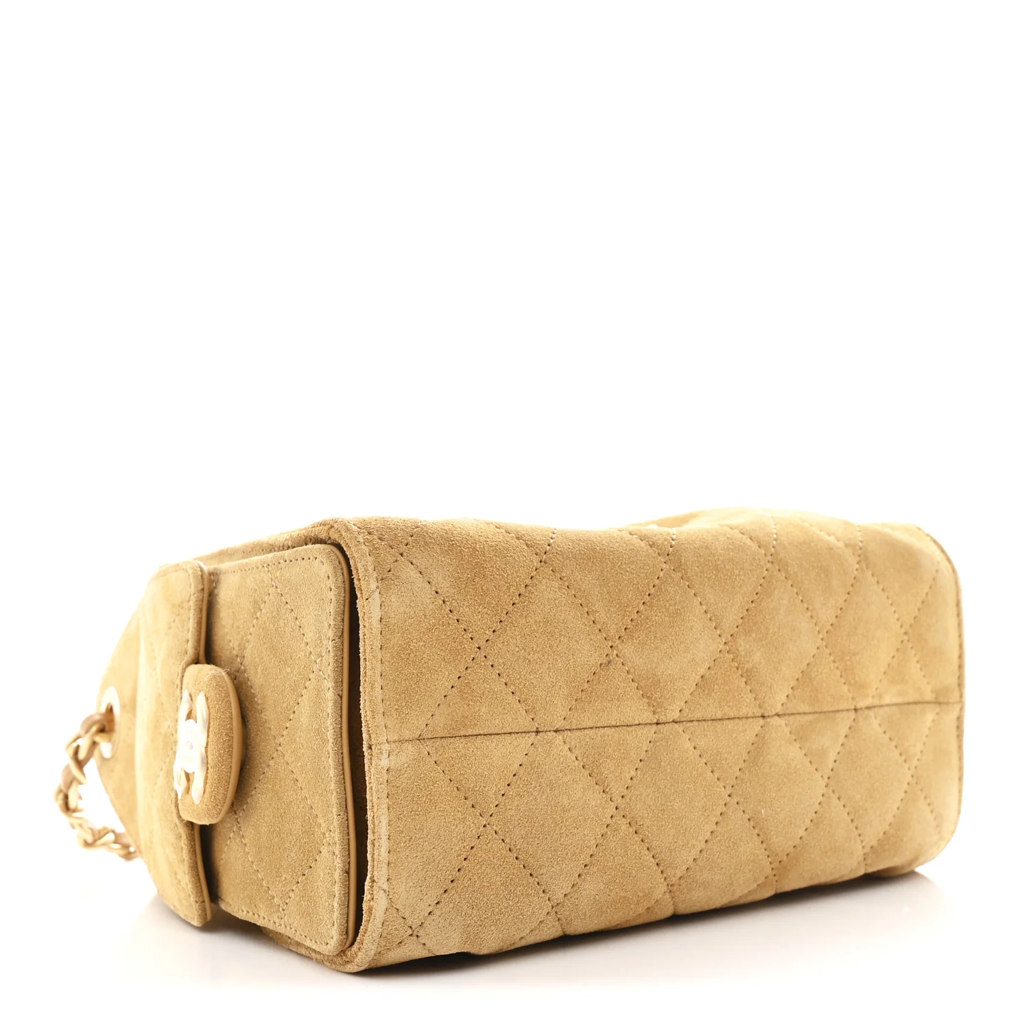 Suede Quilted Mini Chanel 25 Handbag Beige - Image 4