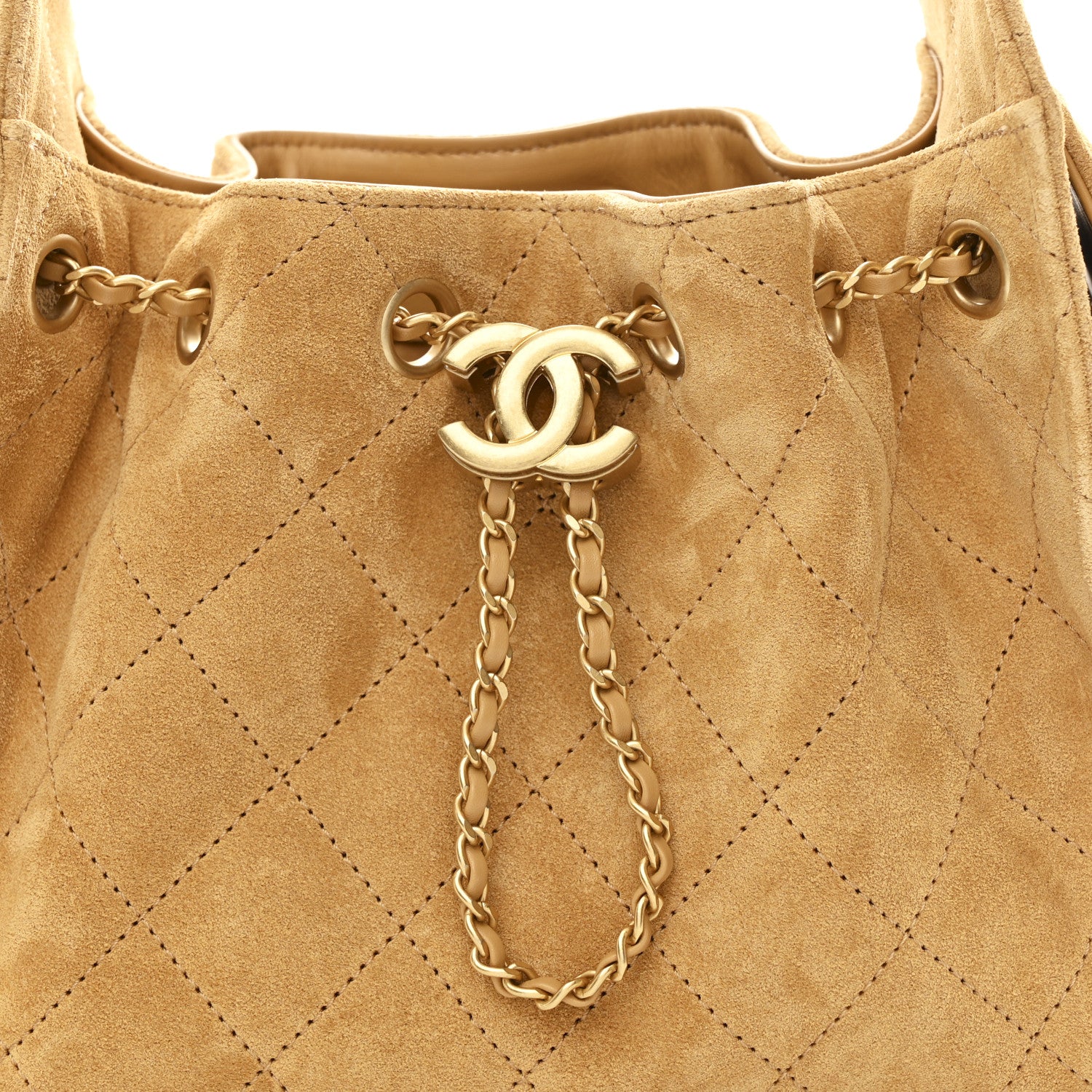 Suede Quilted Mini Chanel 25 Handbag Beige - Image 8