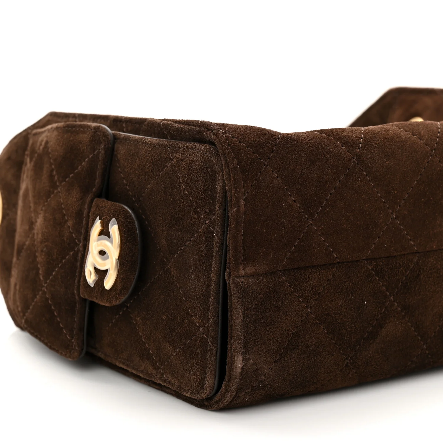Suede Quilted Mini Chanel 25 Handbag Dark Brown - Image 9