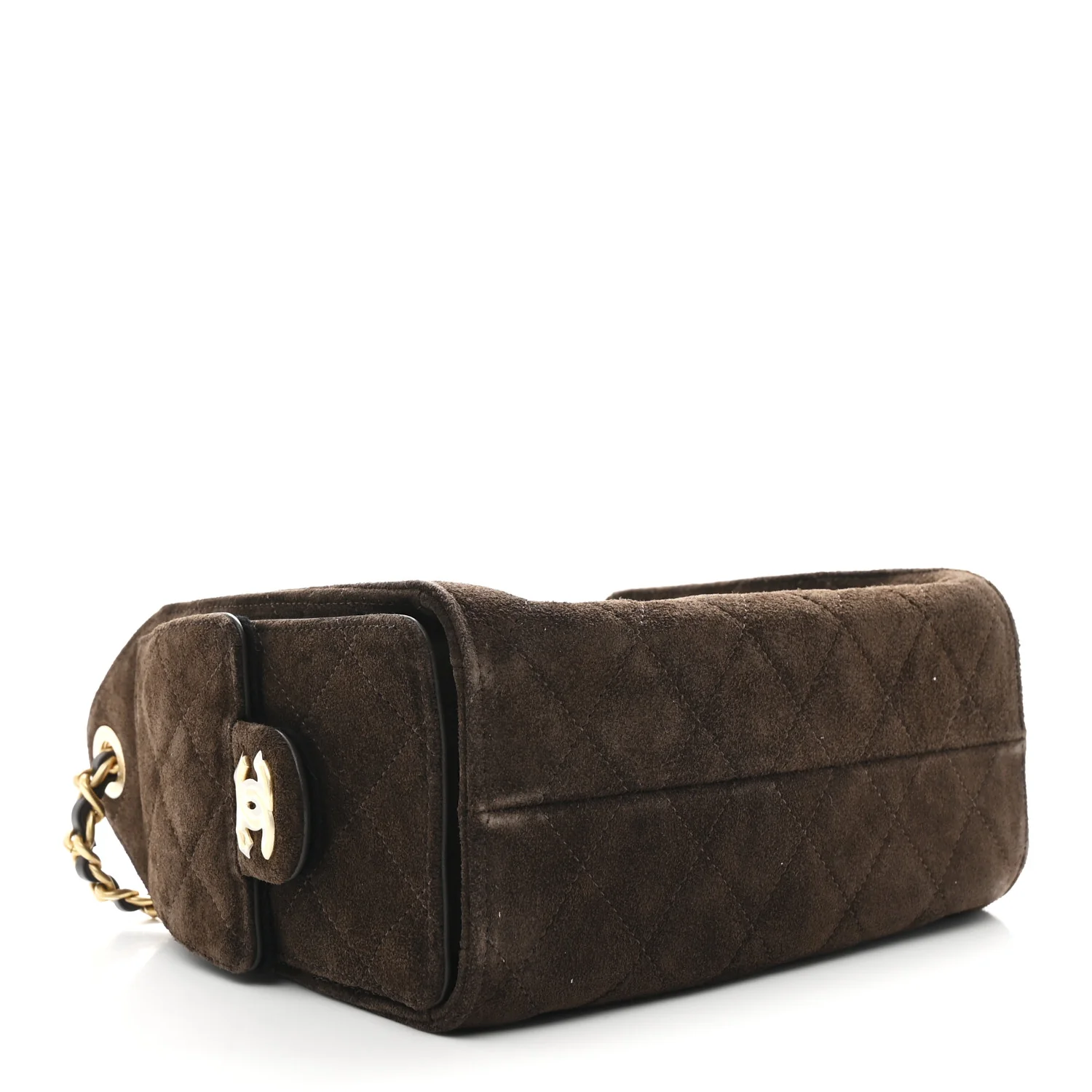 Suede Quilted Mini Chanel 25 Handbag Dark Brown - Image 4