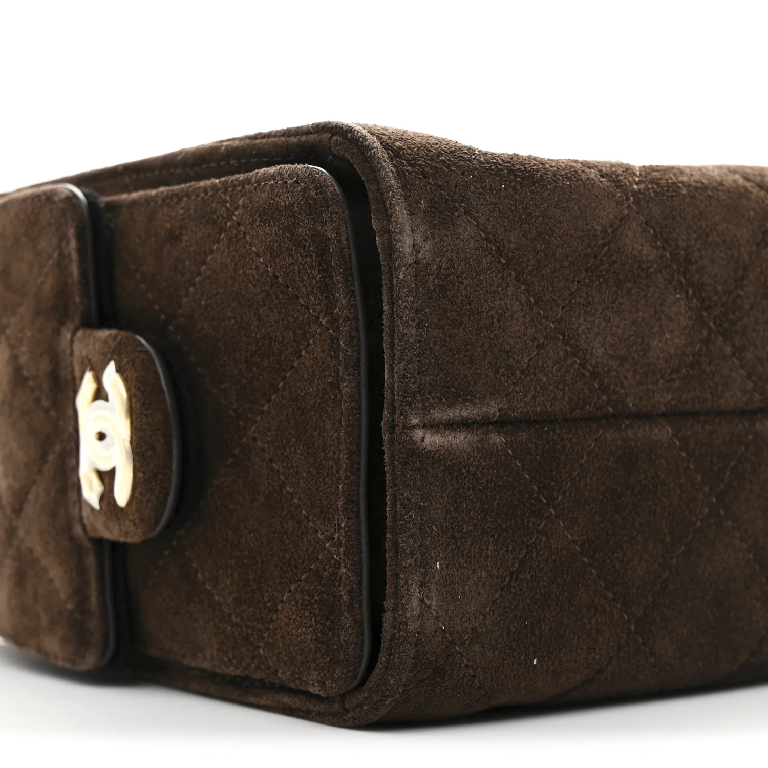 Suede Quilted Mini Chanel 25 Handbag Dark Brown - Image 9