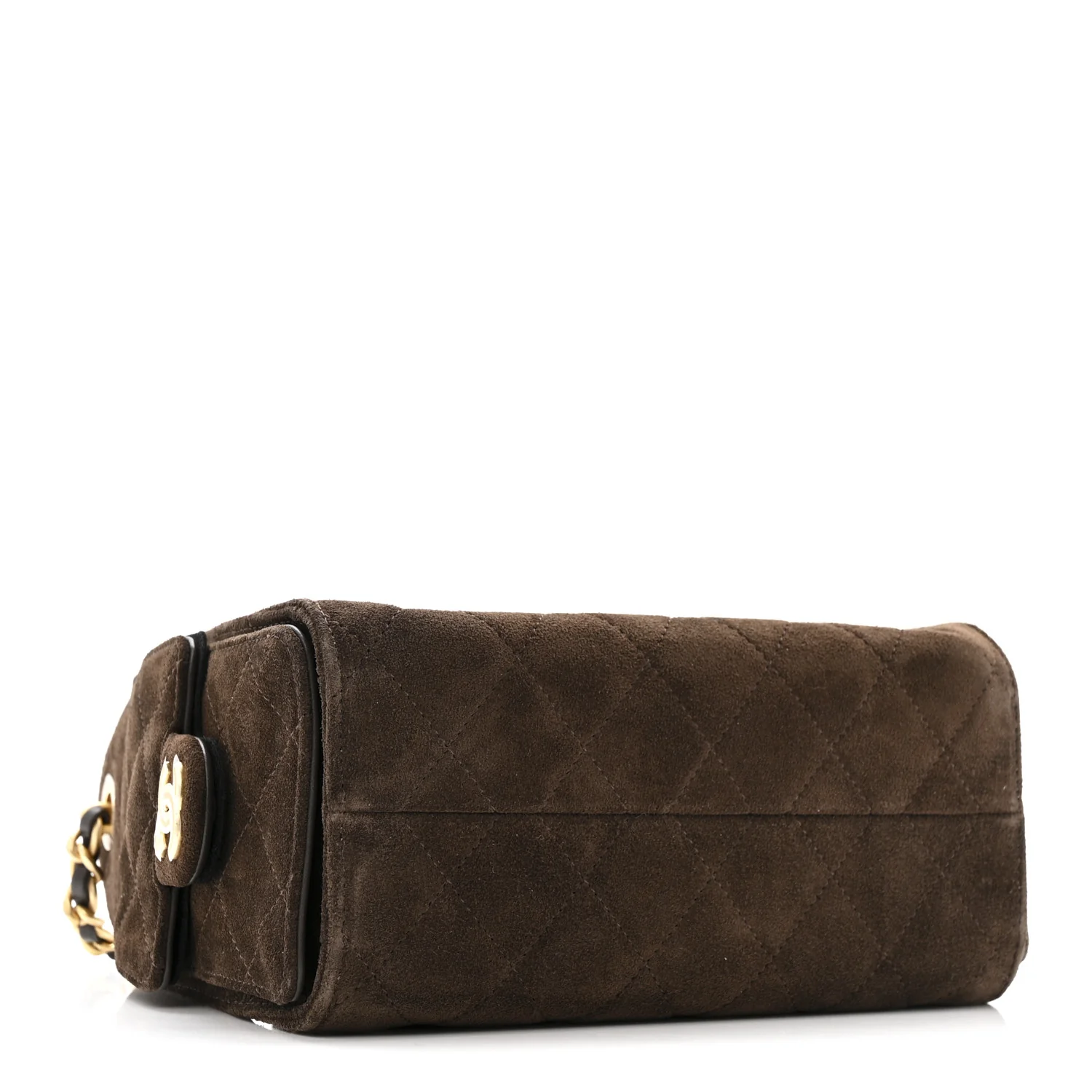 Suede Quilted Mini Chanel 25 Handbag Dark Brown - Image 4