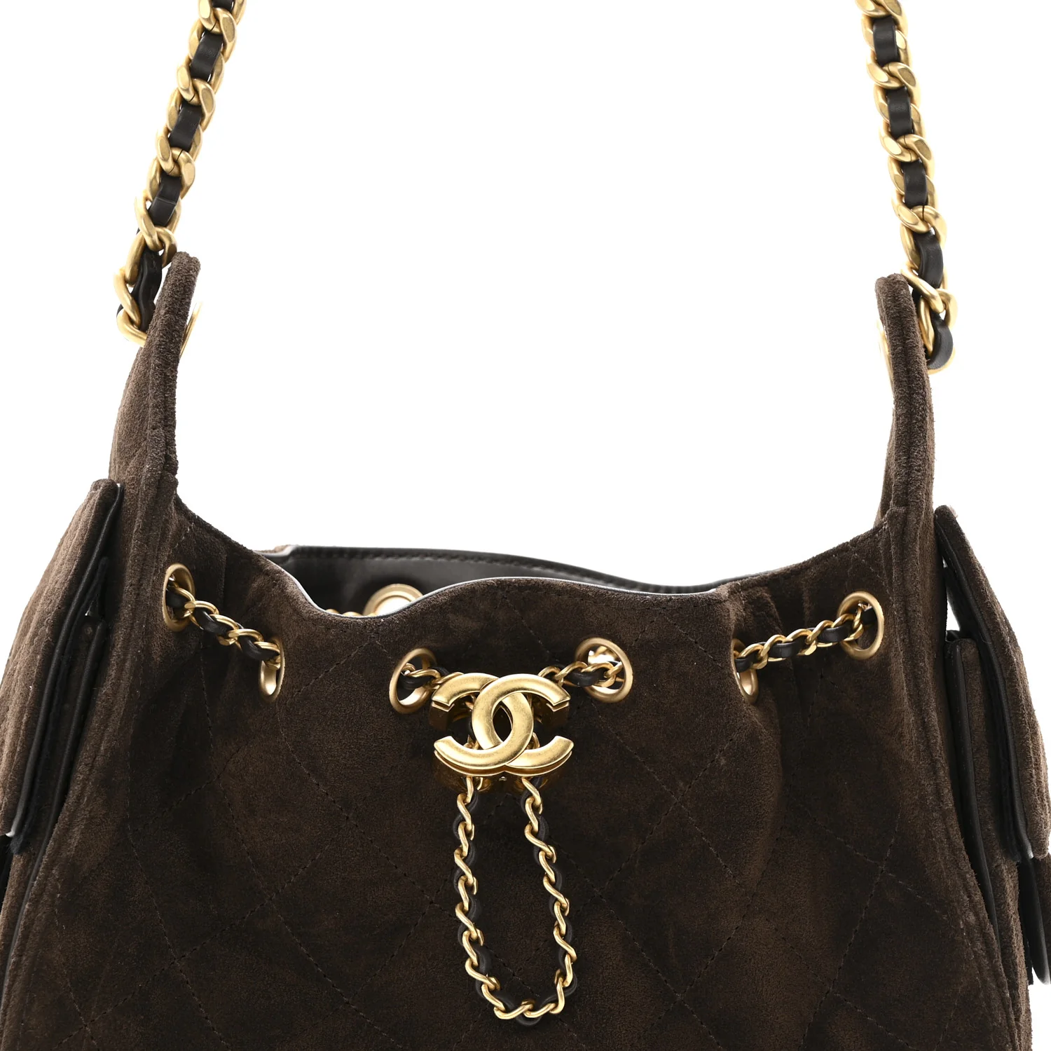 Suede Quilted Mini Chanel 25 Handbag Dark Brown - Image 8