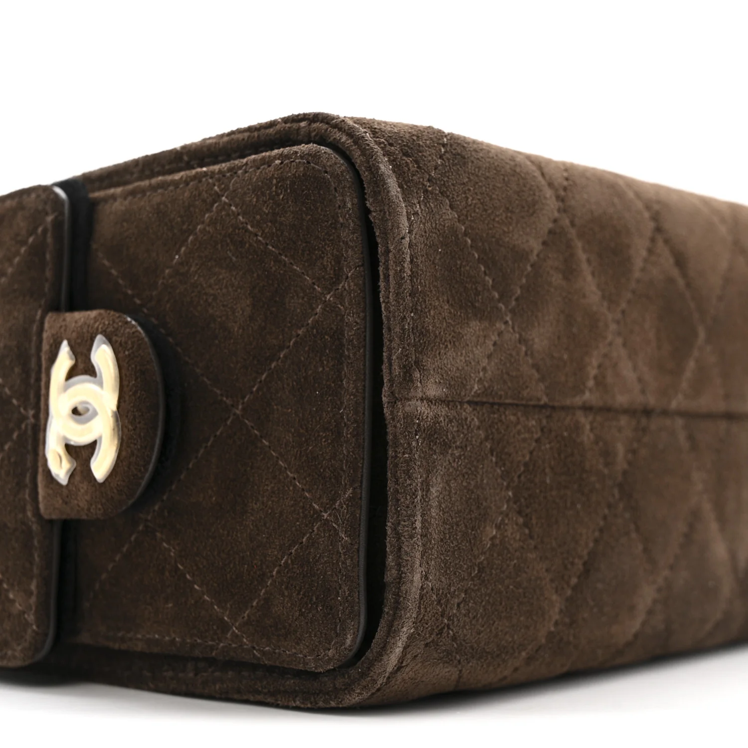 Suede Quilted Mini Chanel 25 Handbag Dark Brown - Image 9