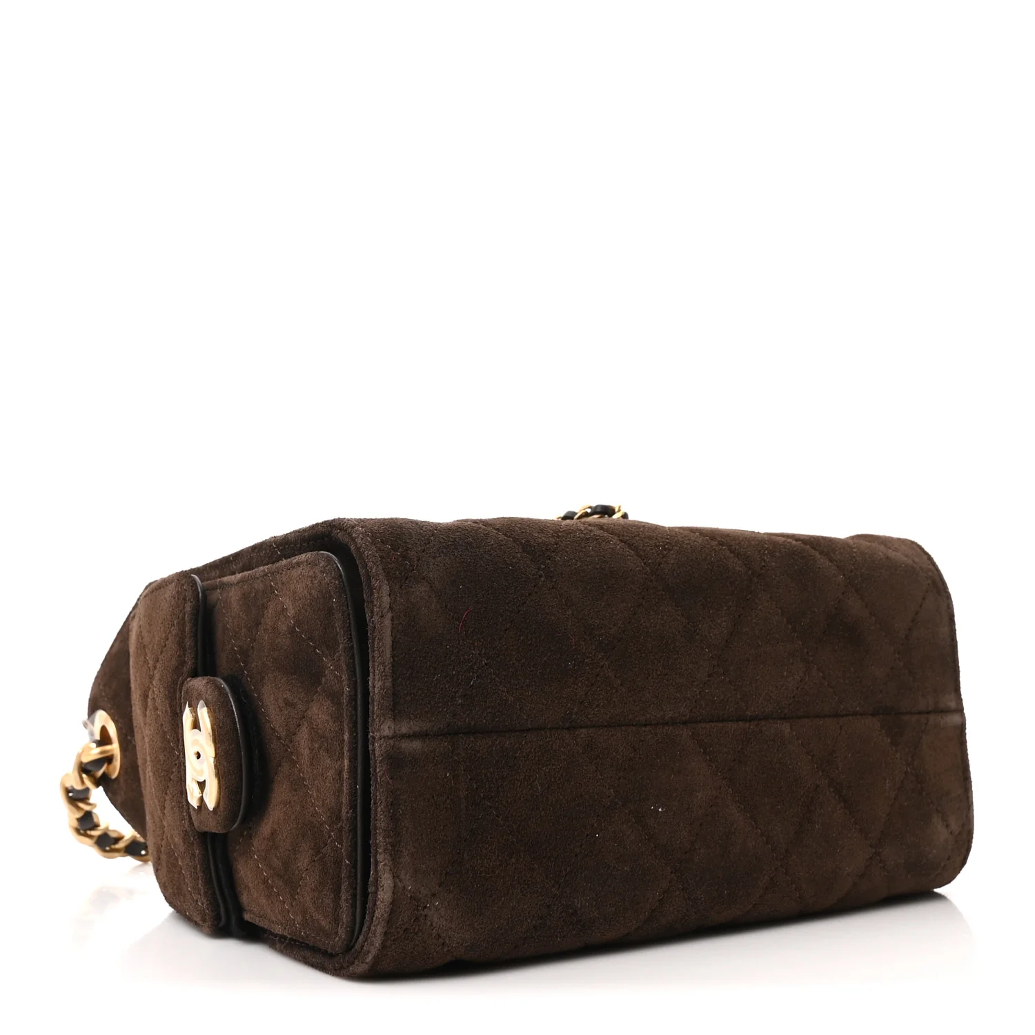 Suede Quilted Mini Chanel 25 Handbag Dark Brown - Image 4