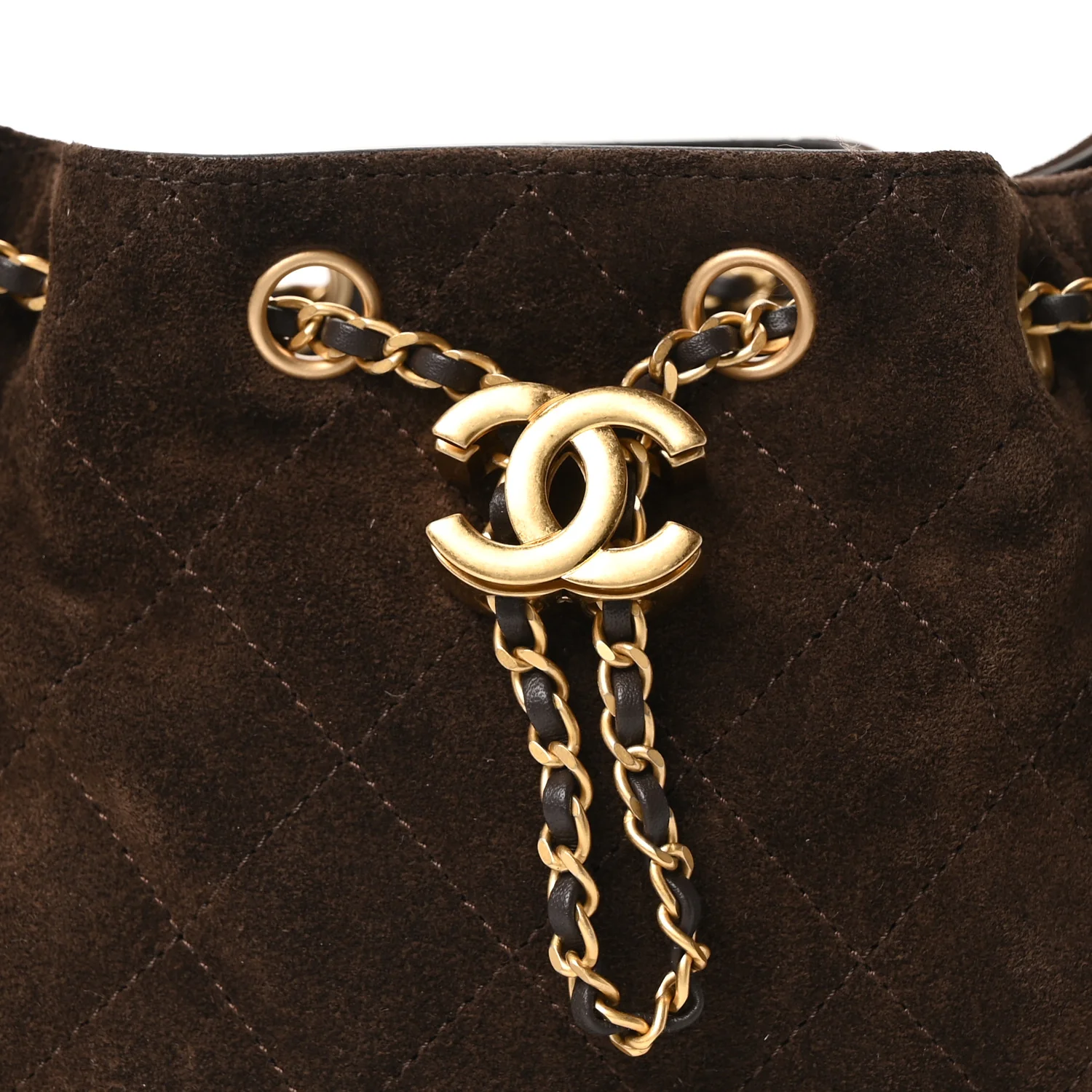 Suede Quilted Mini Chanel 25 Handbag Dark Brown - Image 8