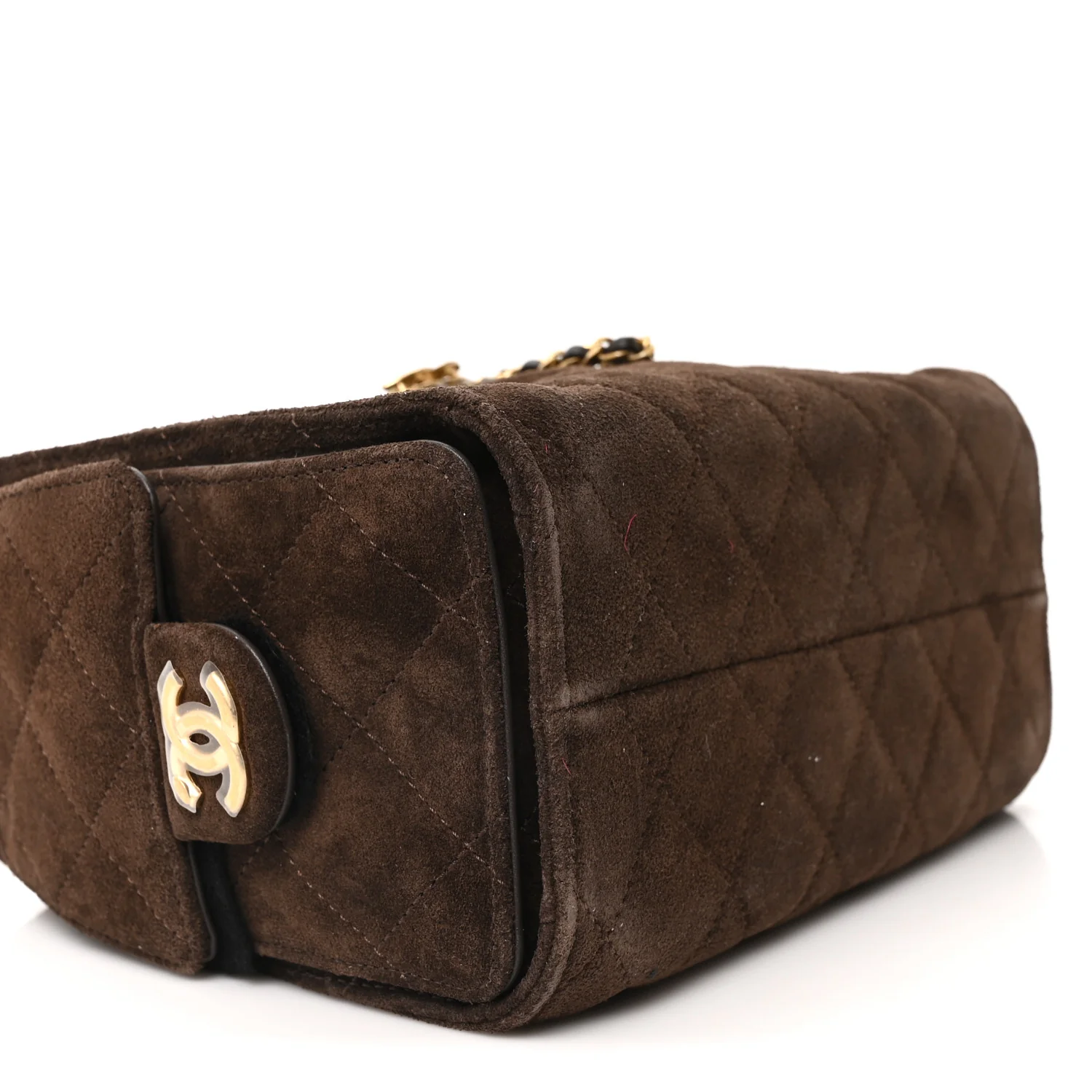 Suede Quilted Mini Chanel 25 Handbag Dark Brown - Image 9
