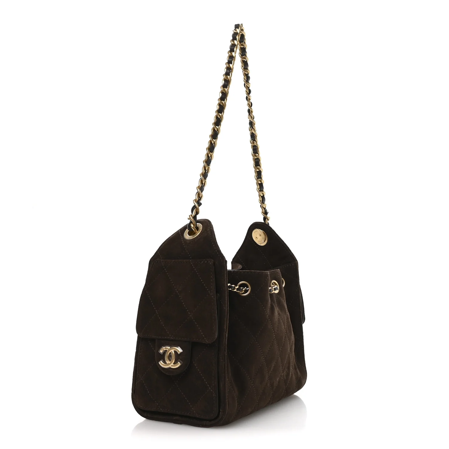 Suede Quilted Mini Chanel 25 Handbag Dark Brown - Image 5