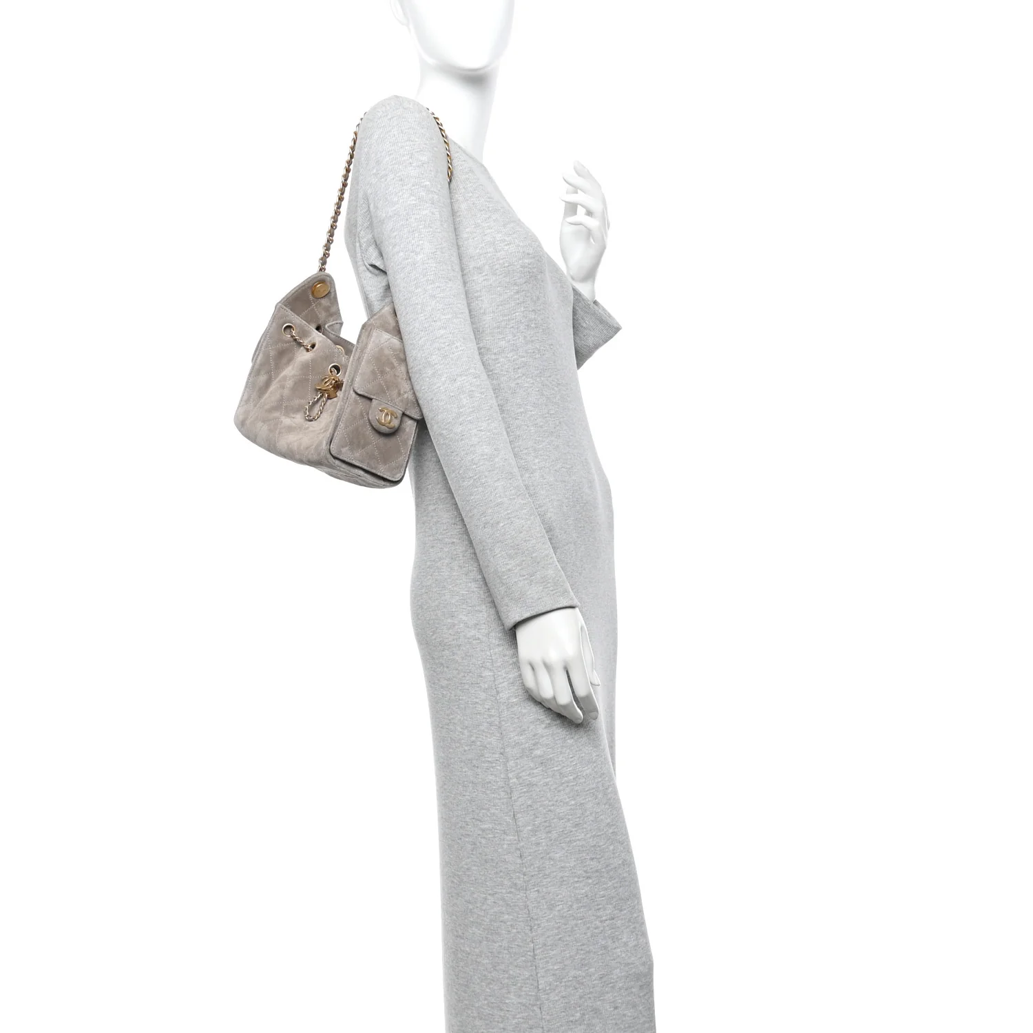 Suede Quilted Mini Chanel 25 Handbag Dark Grey - Image 2