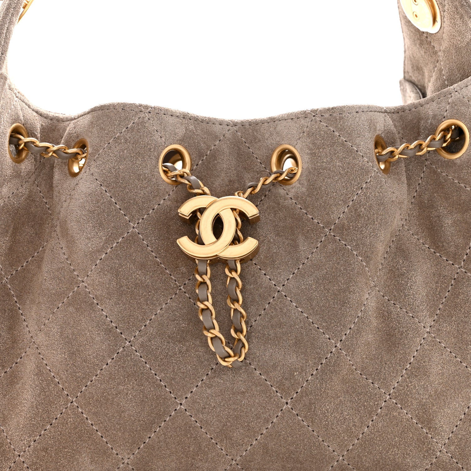 Suede Quilted Mini Chanel 25 Handbag Dark Grey - Image 8