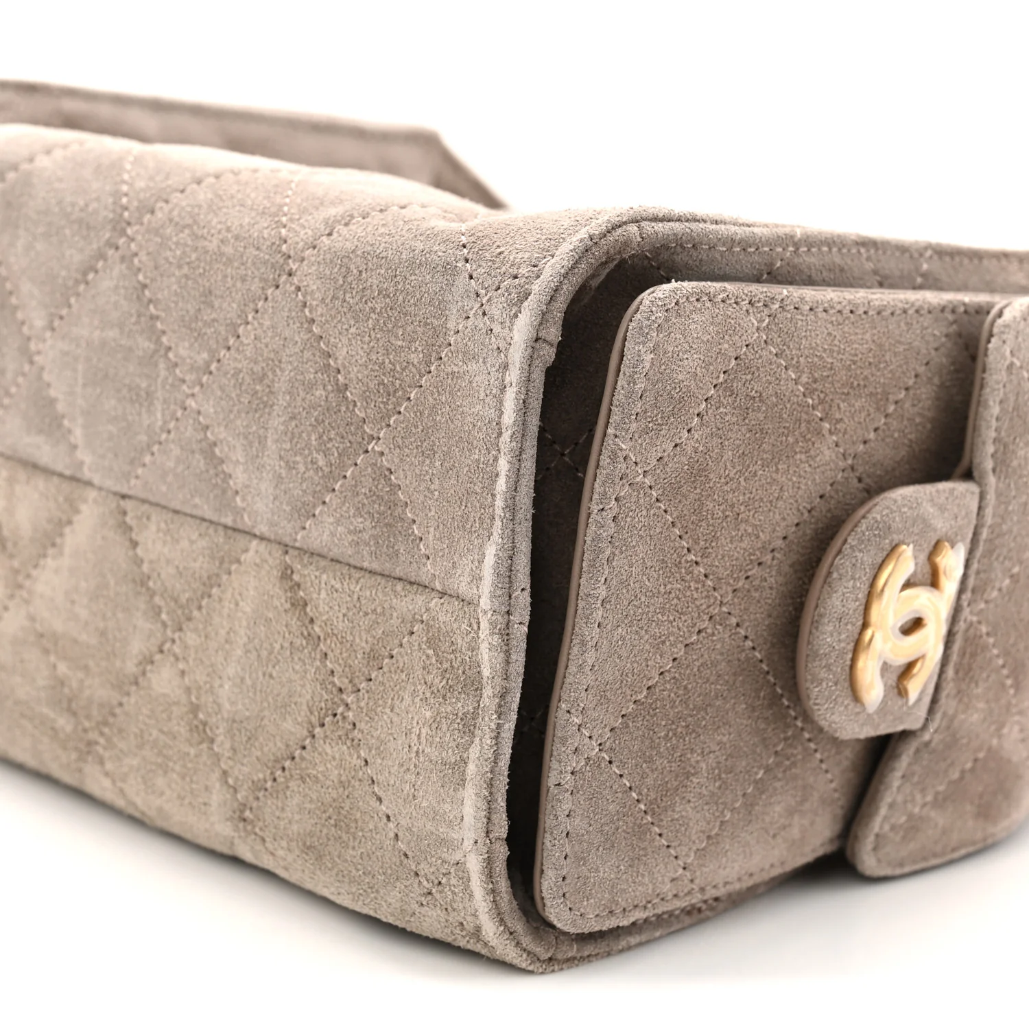 Suede Quilted Mini Chanel 25 Handbag Dark Grey - Image 10