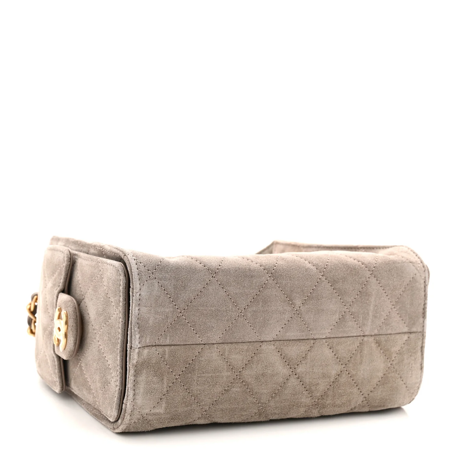 Suede Quilted Mini Chanel 25 Handbag Dark Grey - Image 4