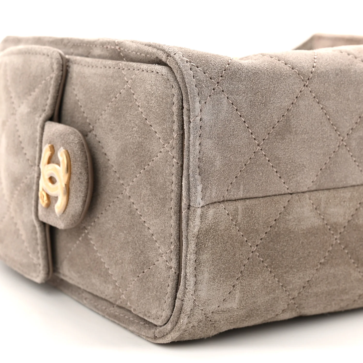 Suede Quilted Mini Chanel 25 Handbag Dark Grey - Image 9