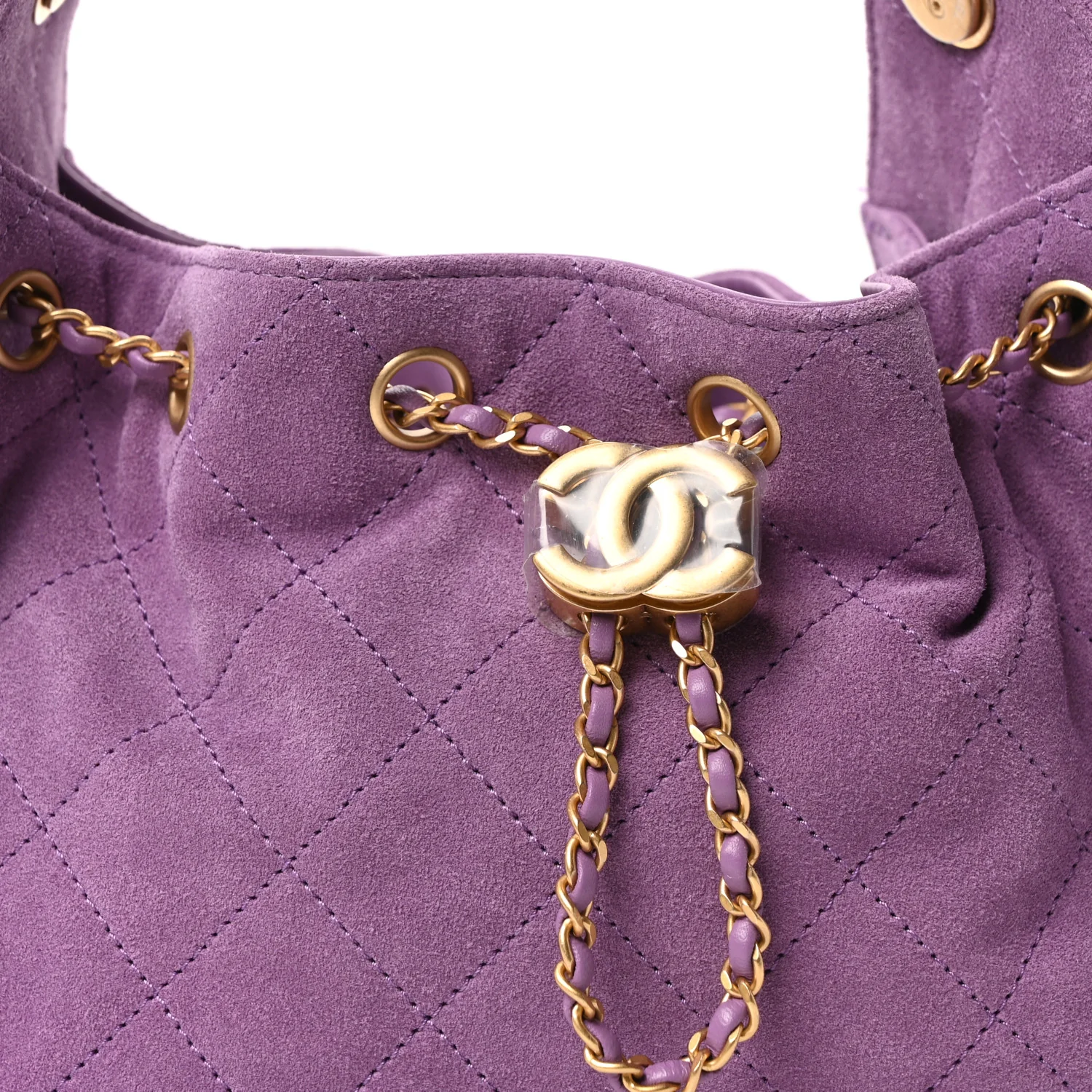 Suede Quilted Mini Chanel 25 Handbag Purple - Image 8