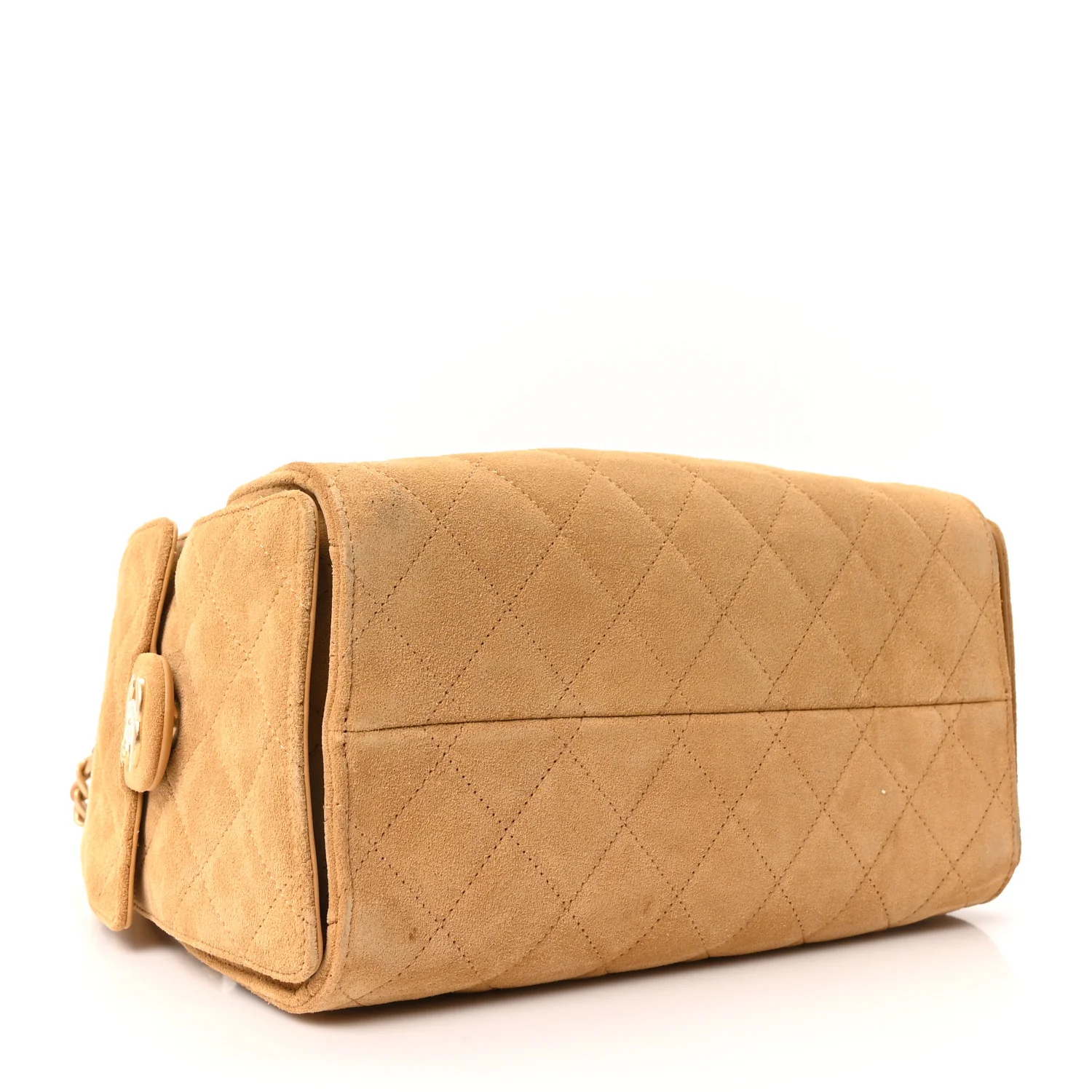 Suede Quilted Small Chanel 25 Handbag Beige - Image 4