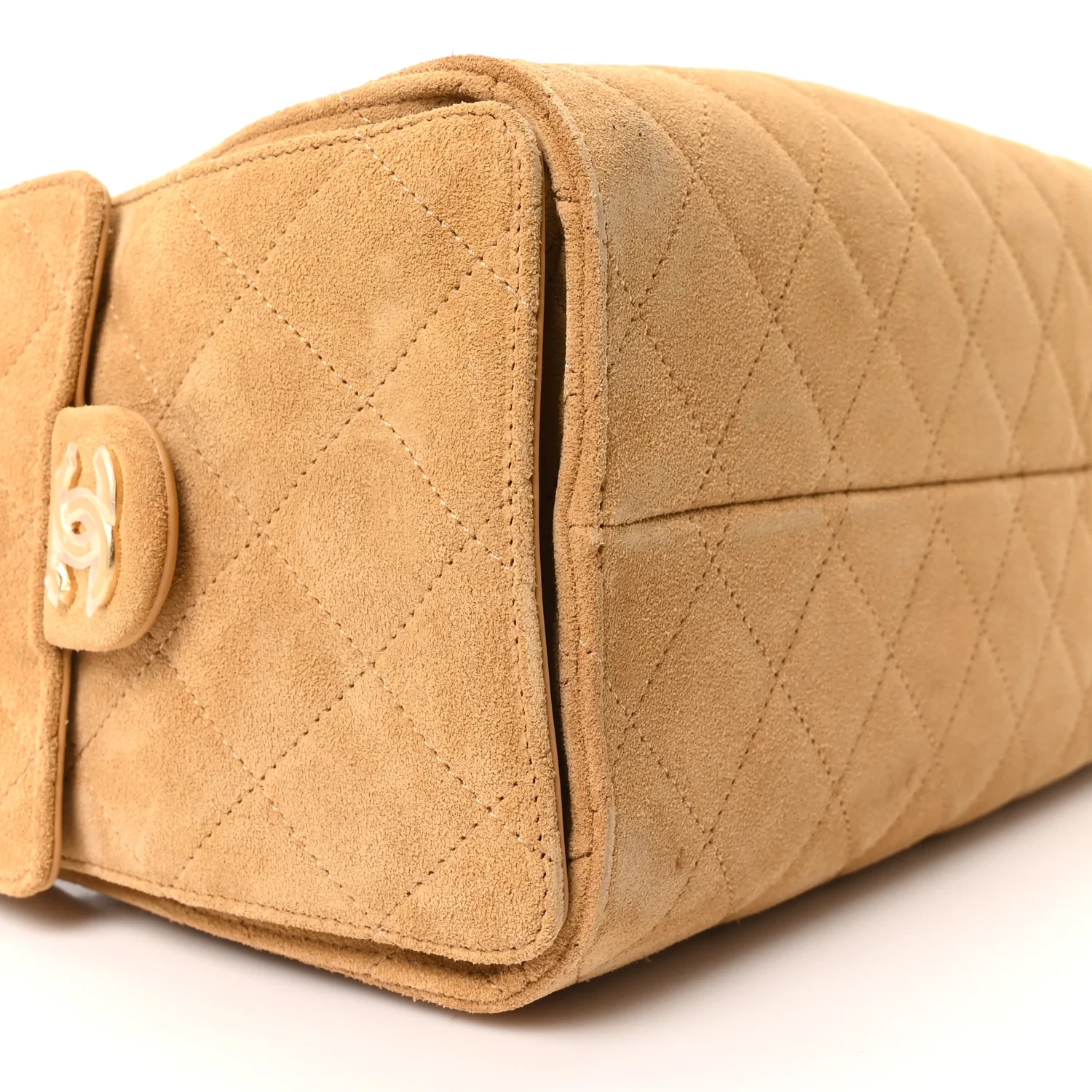 Suede Quilted Small Chanel 25 Handbag Beige - Image 9