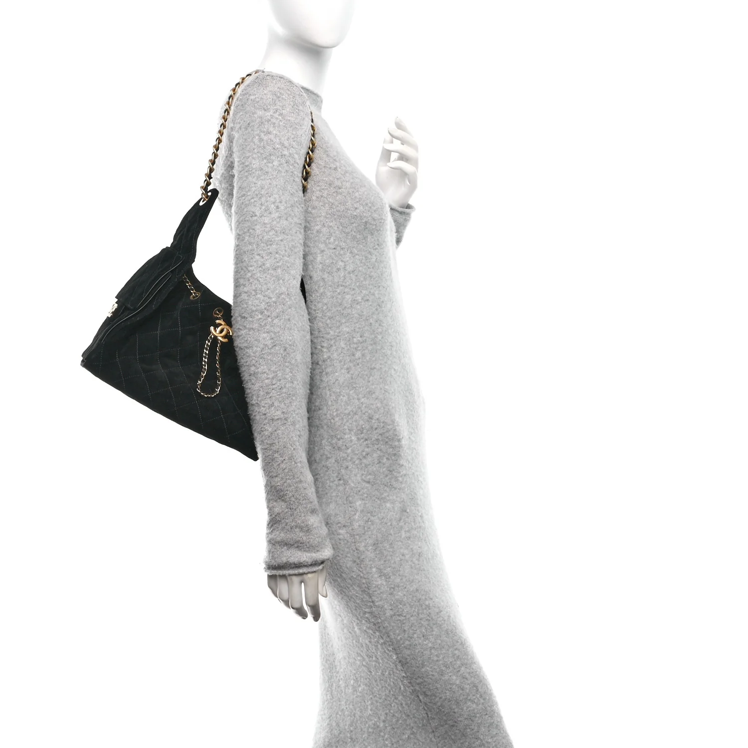 Suede Quilted Small Chanel 25 Handbag Black - Image 2