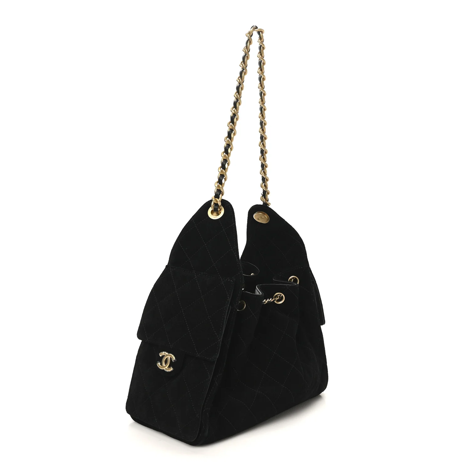 Suede Quilted Small Chanel 25 Handbag Black - Image 3