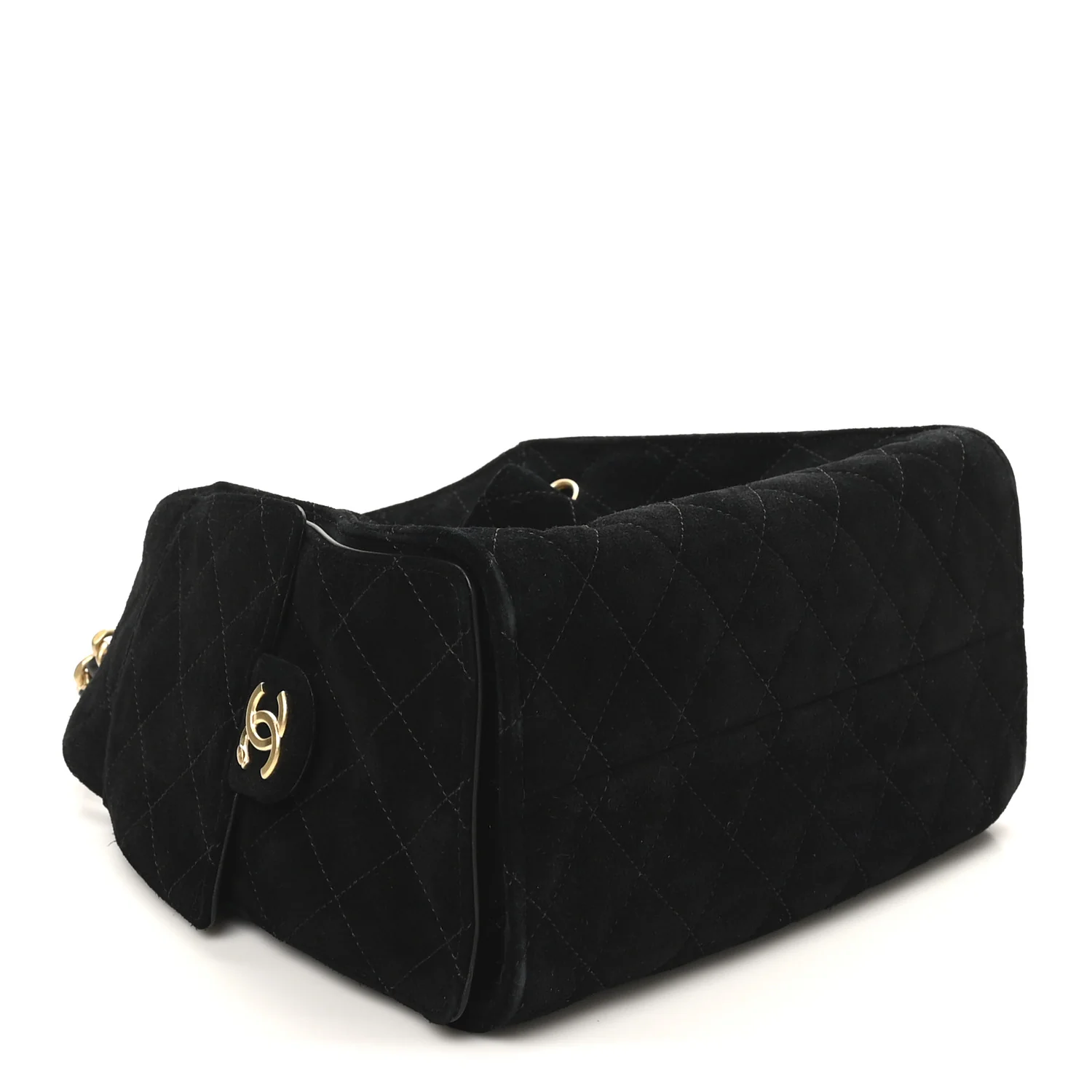 Suede Quilted Small Chanel 25 Handbag Black - Image 4