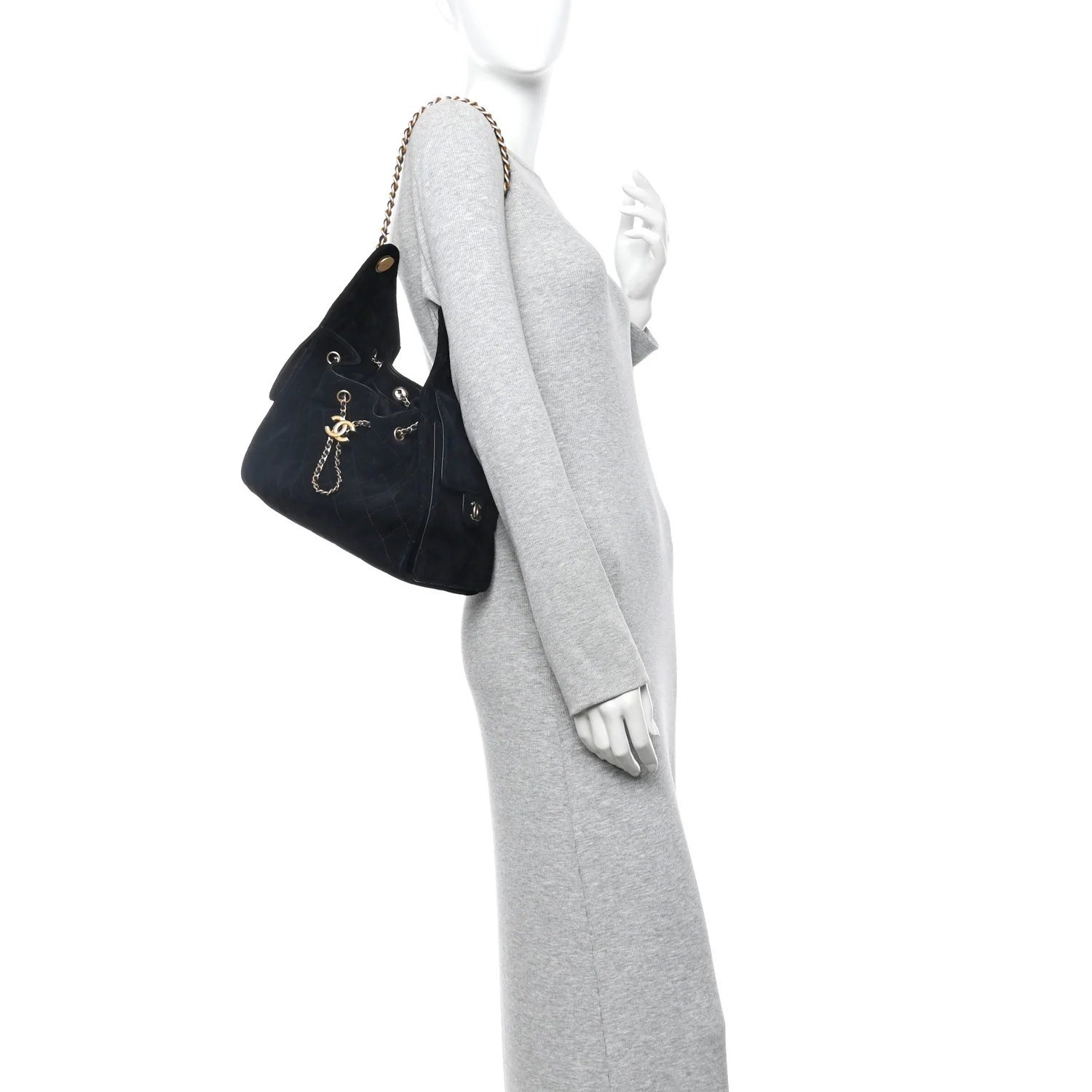 Suede Quilted Small Chanel 25 Handbag Black - Image 2