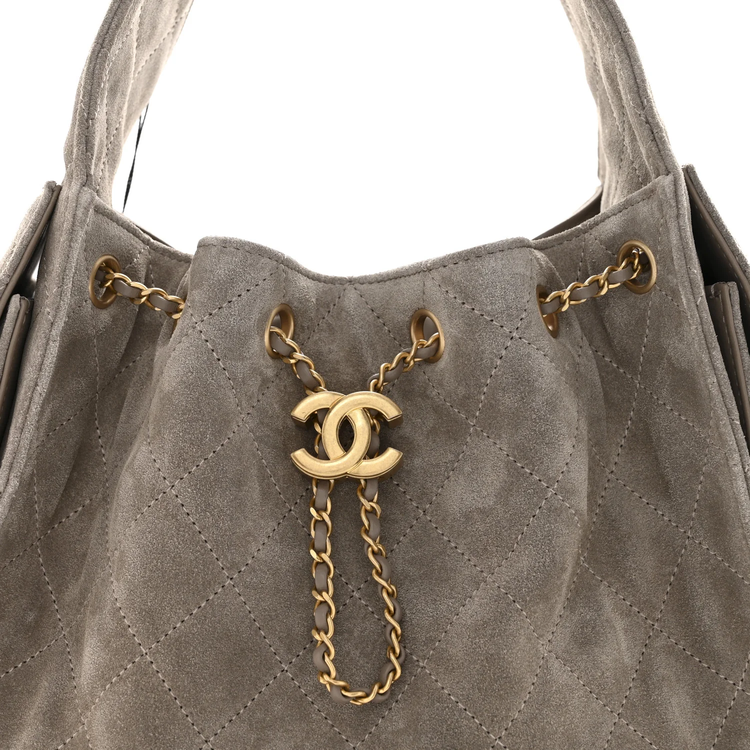 Suede Quilted Small Chanel 25 Handbag Dark Grey - Image 8
